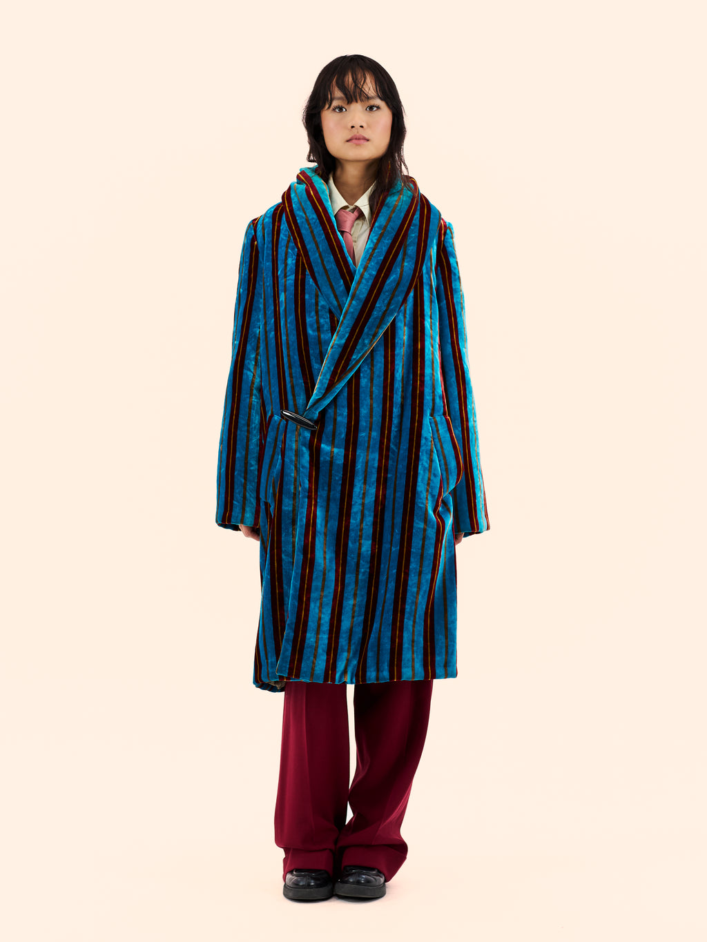 A/W 97-98 JEAN PAUL GAULTIER 'LA CULTURE NOIRE ET SA FORCE' COLLECTION VELVET ROBE COAT