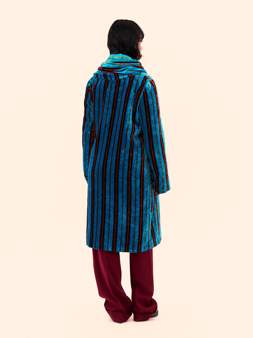 A/W 97-98 JEAN PAUL GAULTIER 'LA CULTURE NOIRE ET SA FORCE' COLLECTION VELVET ROBE COAT