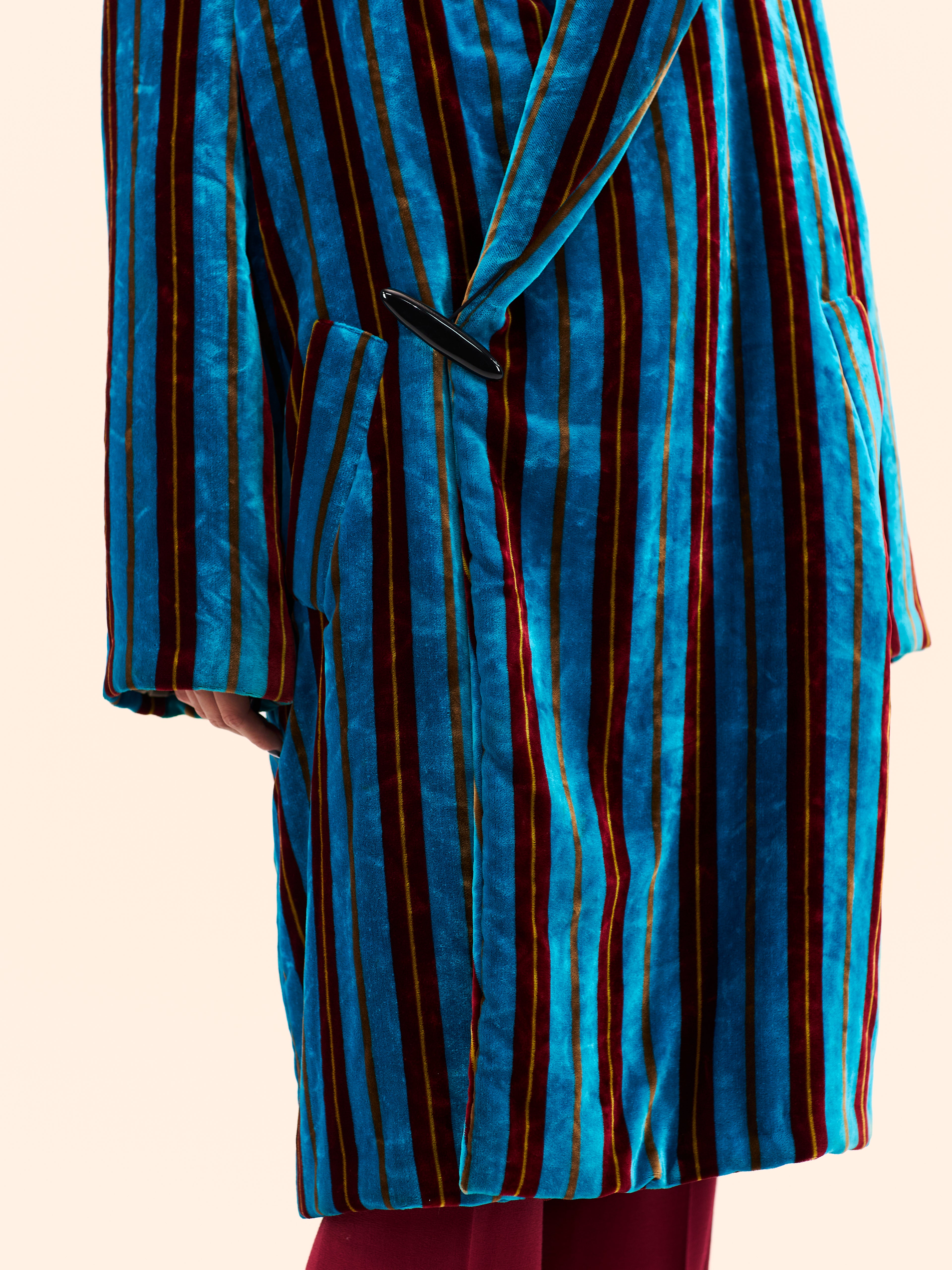 A/W 97-98 JEAN PAUL GAULTIER 'LA CULTURE NOIRE ET SA FORCE' COLLECTION VELVET ROBE COAT
