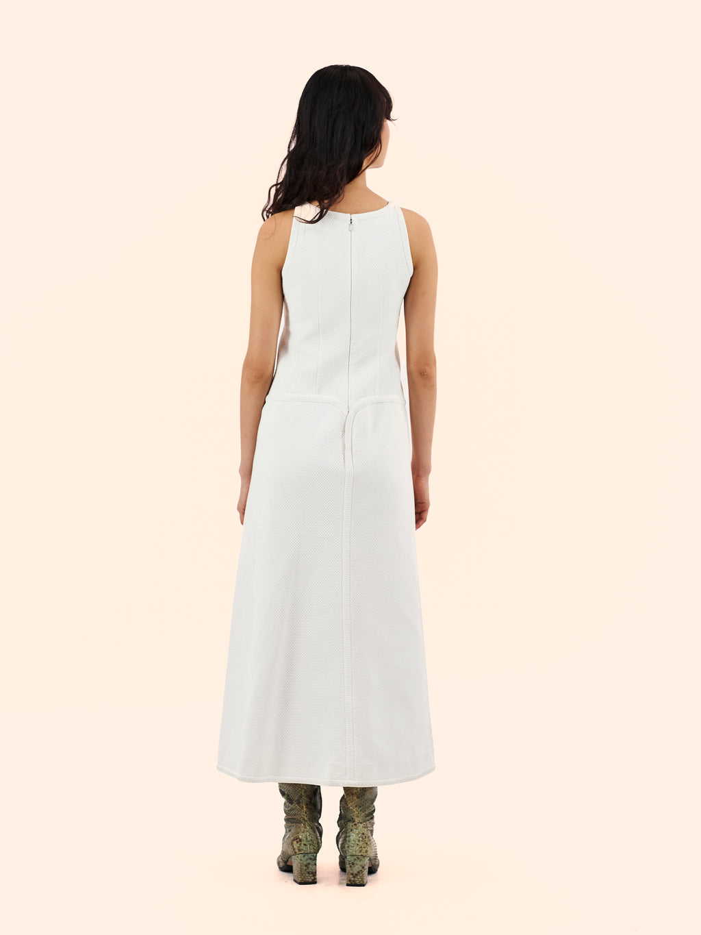1970'S COURREGES SLEEVELESS FAUX WRAP DRESS