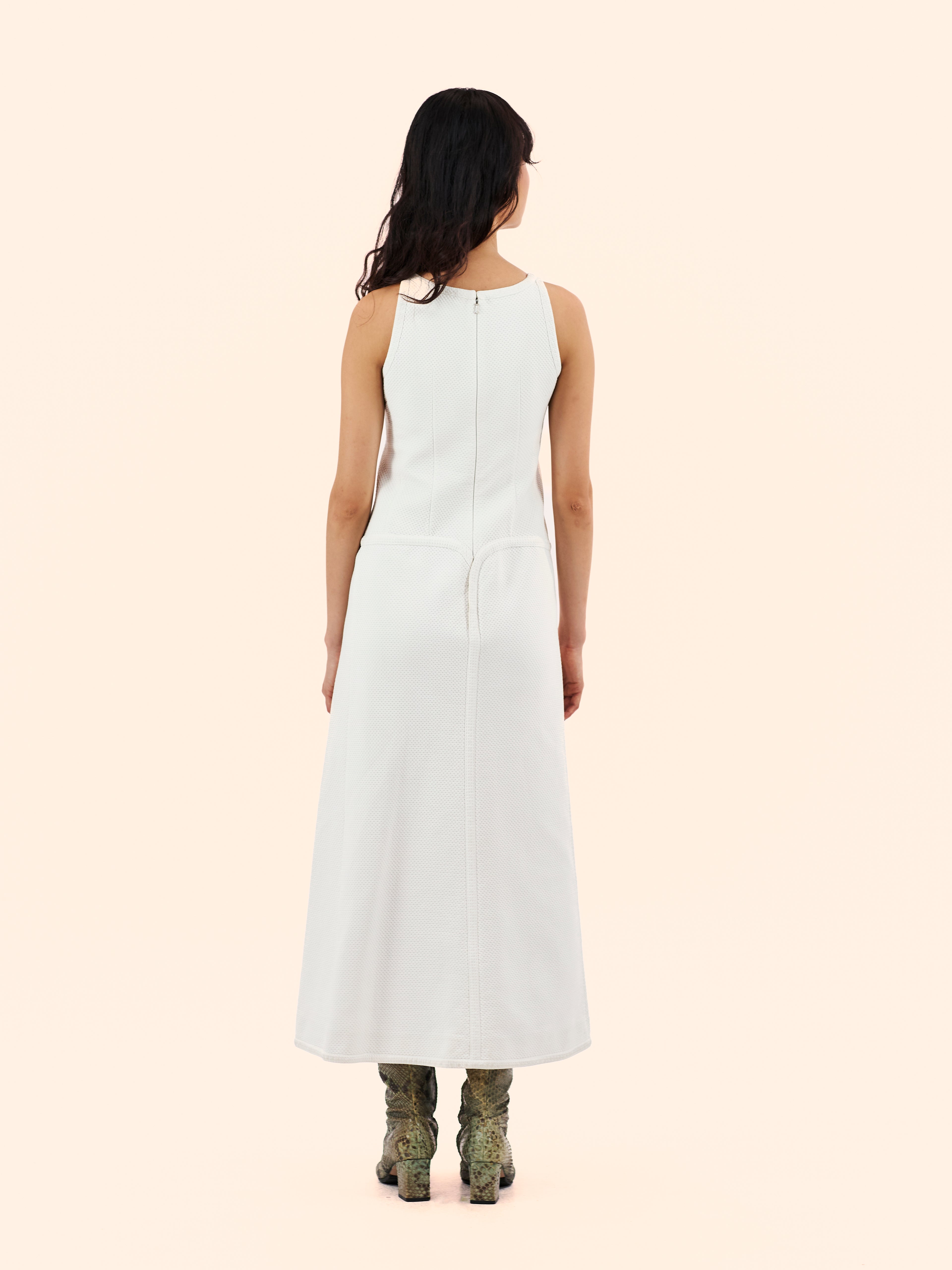1970'S COURREGES SLEEVELESS FAUX WRAP DRESS