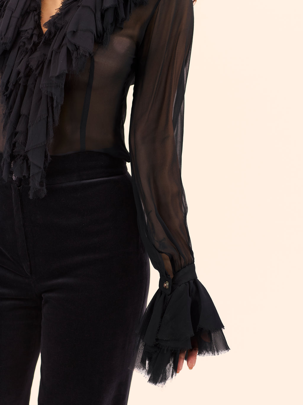 A/W 92-93 VIVIENNE WESTWOOD 'ALWAYS ON CAMERA' COLLECTION TIERED RUFFLE BLOUSE