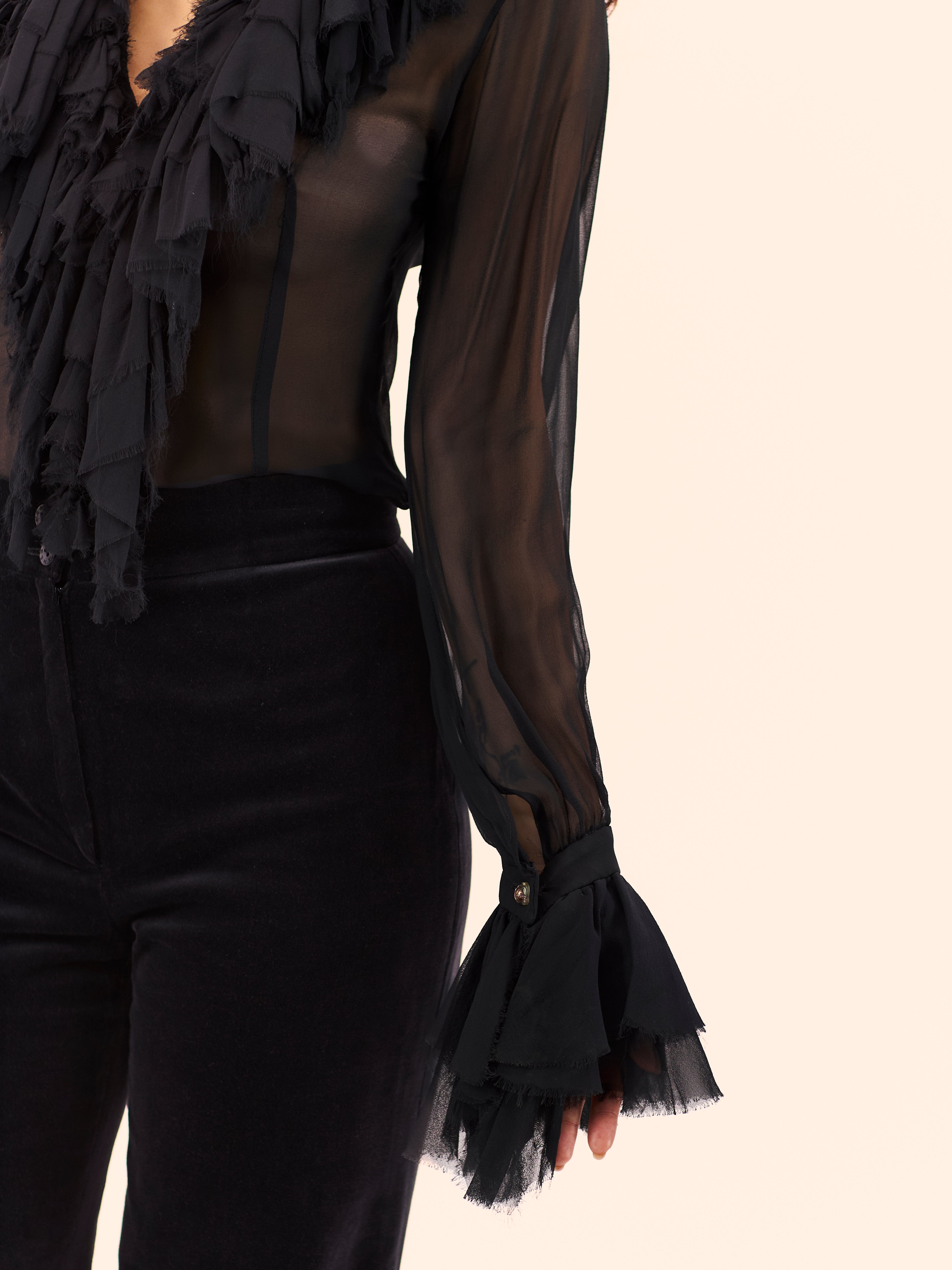 A/W 92-93 VIVIENNE WESTWOOD 'ALWAYS ON CAMERA' COLLECTION TIERED RUFFLE BLOUSE