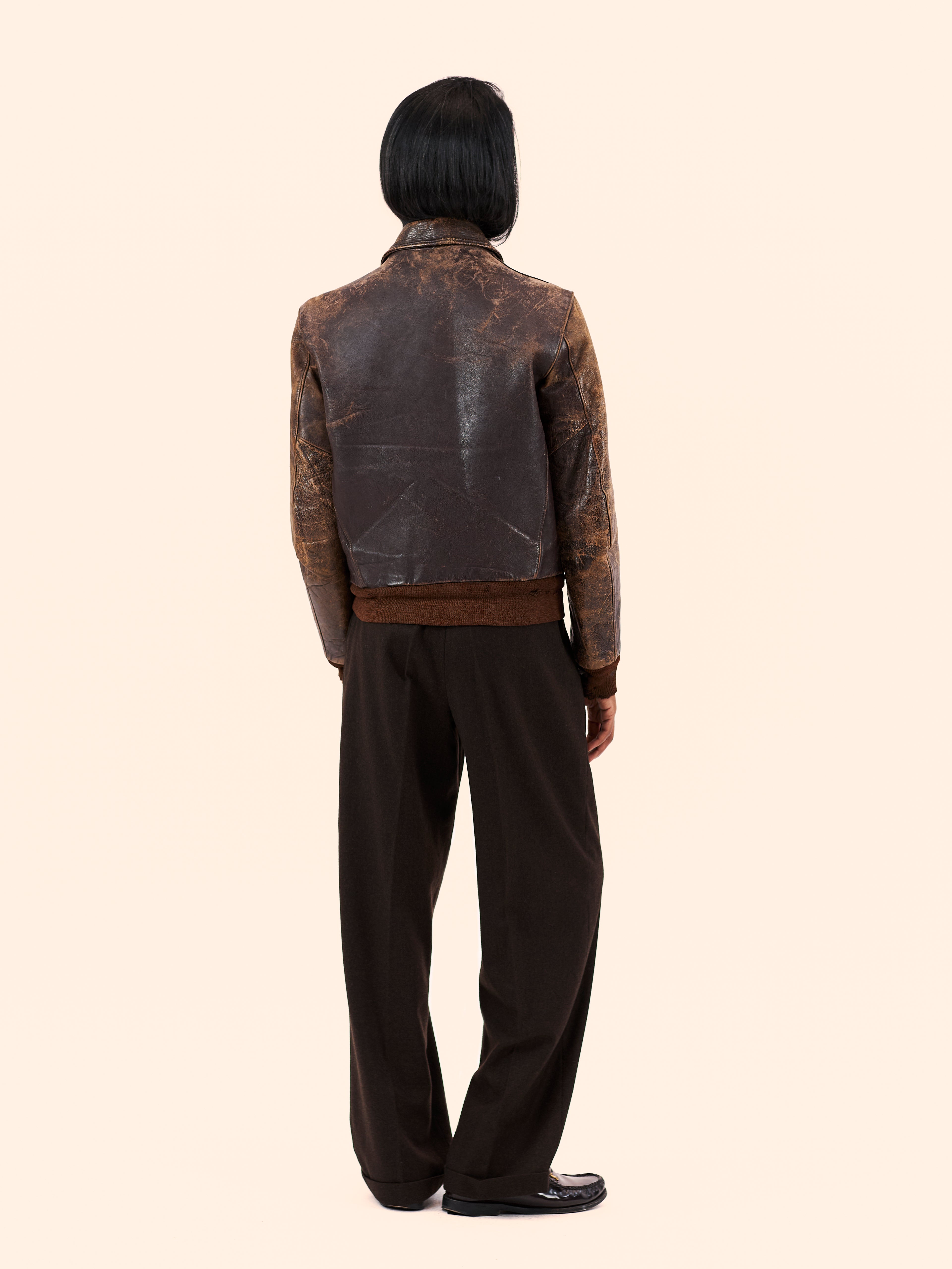 1940'S DISTRESSED A2 FLIGHT LEATHER JACKET