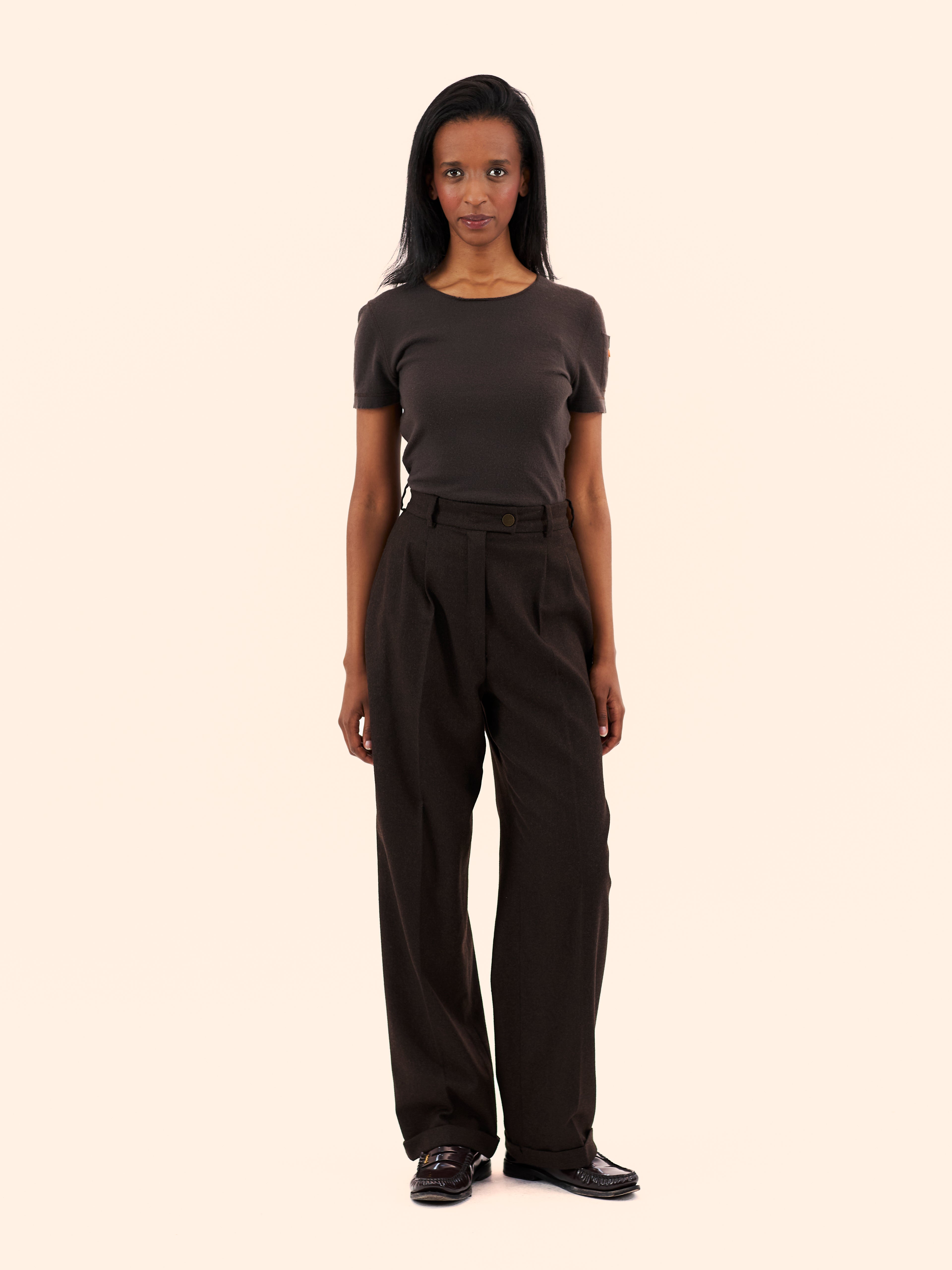 A/W 00-01 CHANEL BY KARL LAGERFELD BROWN CASHMERE TOP