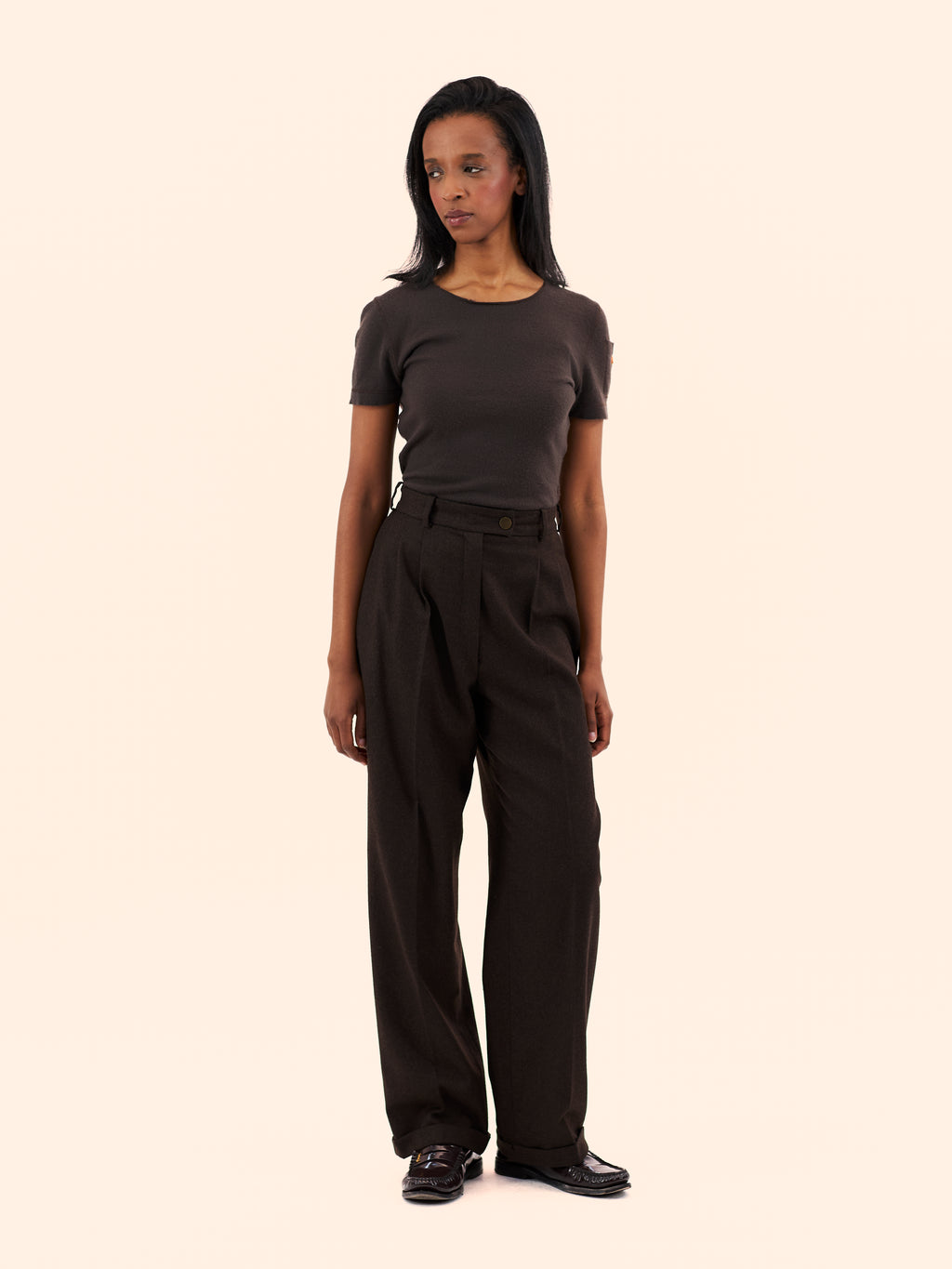 A/W 00-01 CHANEL BY KARL LAGERFELD BROWN CASHMERE TOP