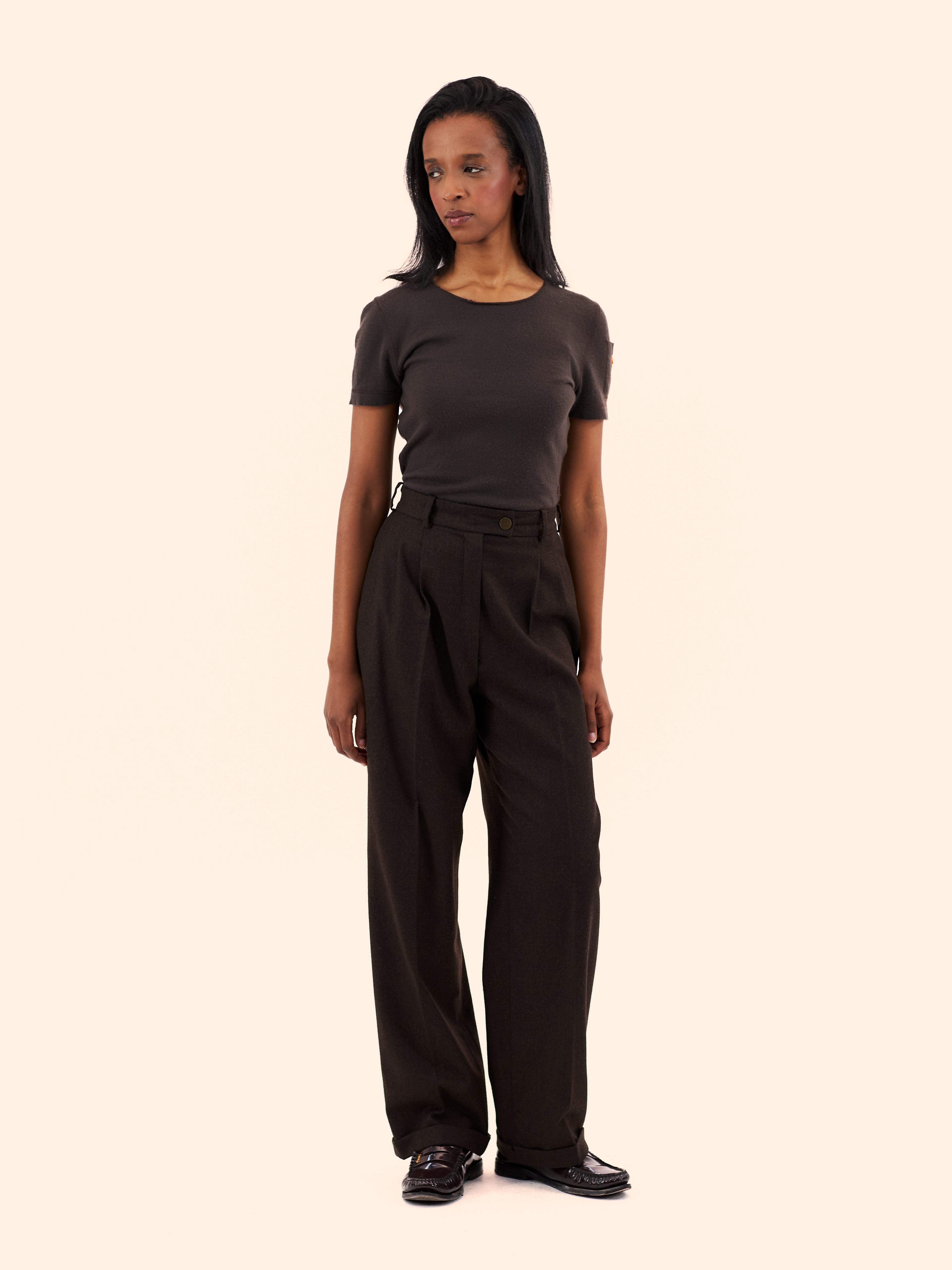 A/W 00-01 CHANEL BY KARL LAGERFELD BROWN CASHMERE TOP