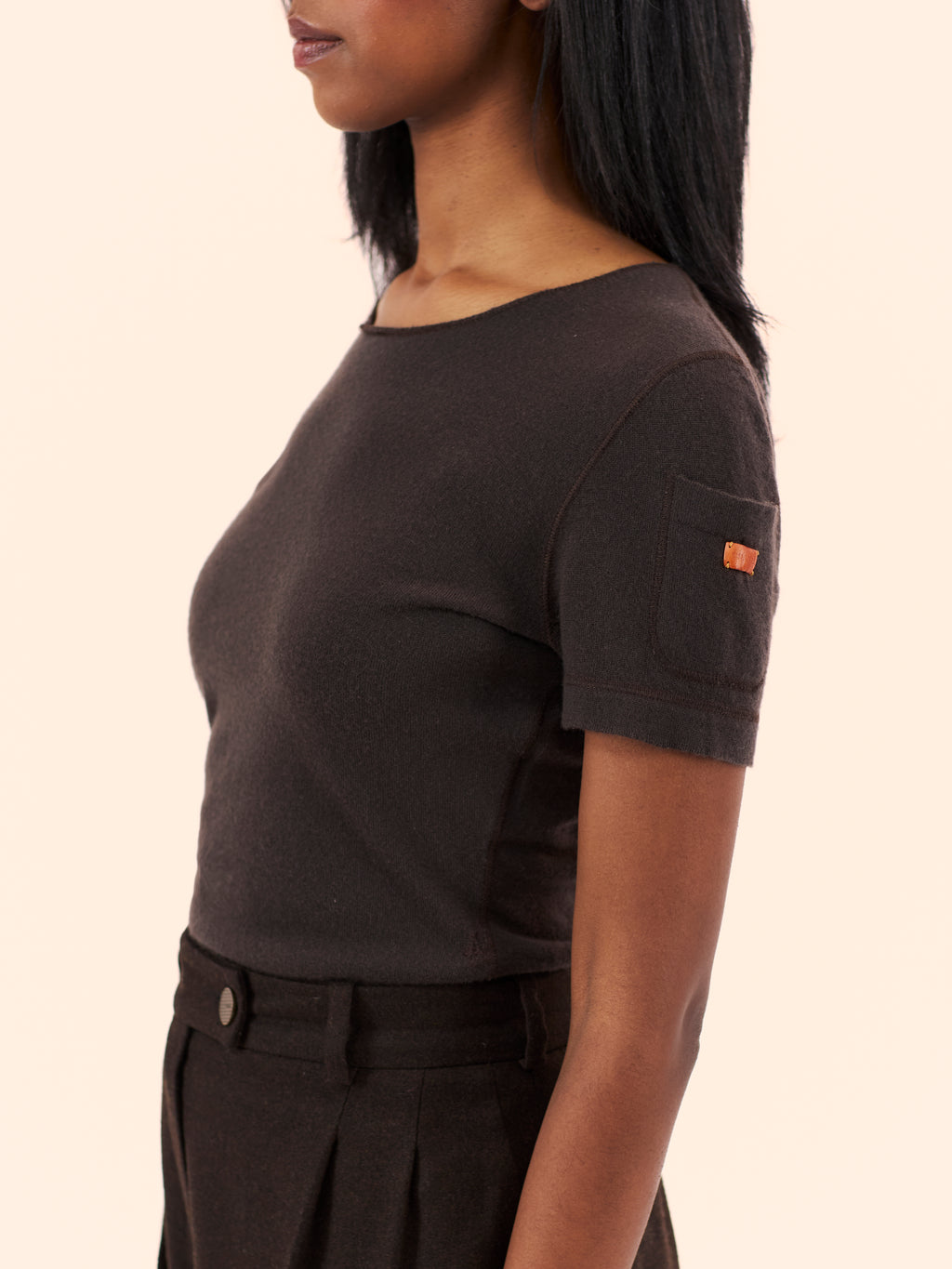 A/W 00-01 CHANEL BY KARL LAGERFELD BROWN CASHMERE TOP