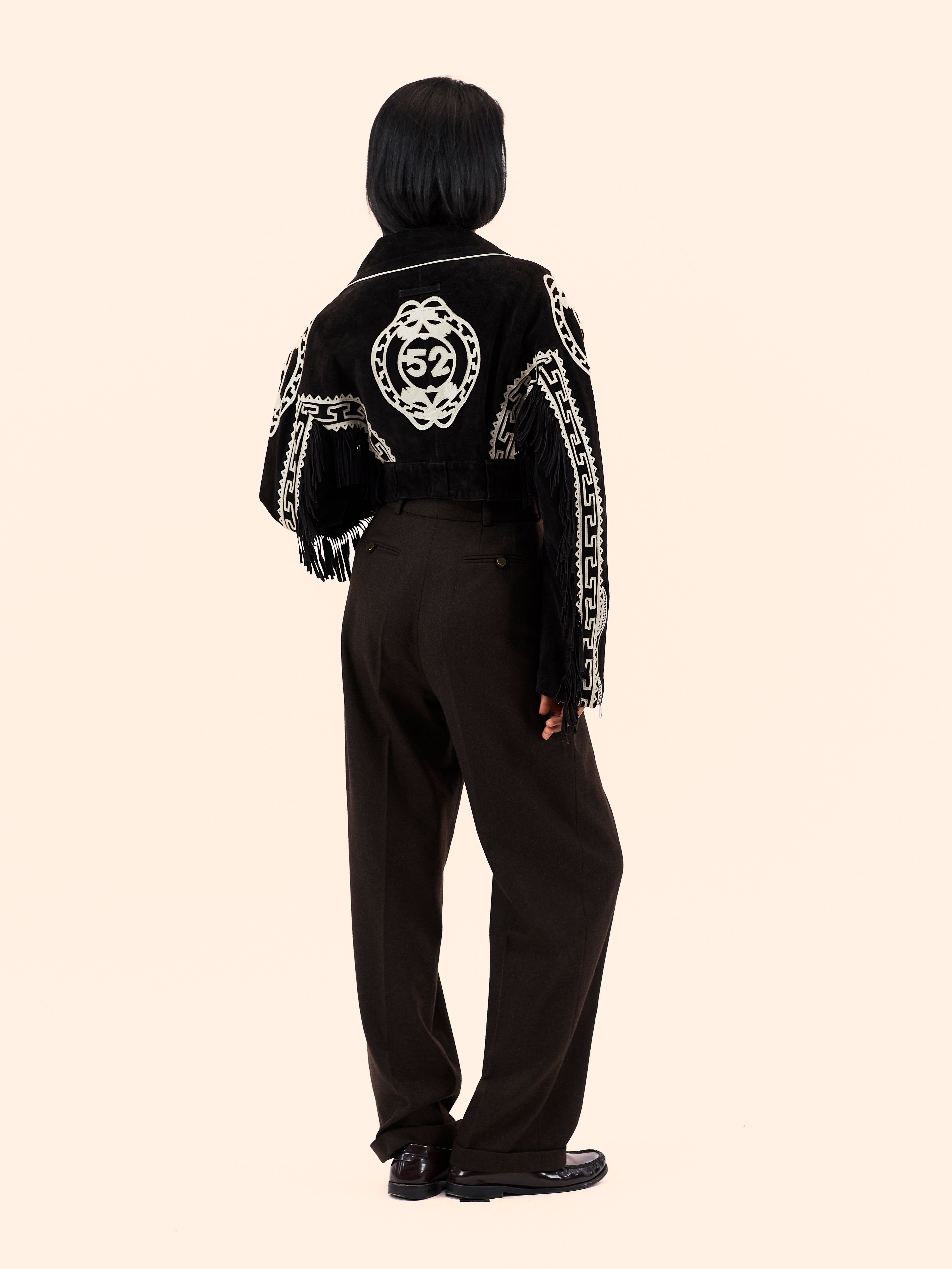 1986 JEAN PAUL GAULTIER X GHEZZI CROPPED SUEDE BIKER JACKET