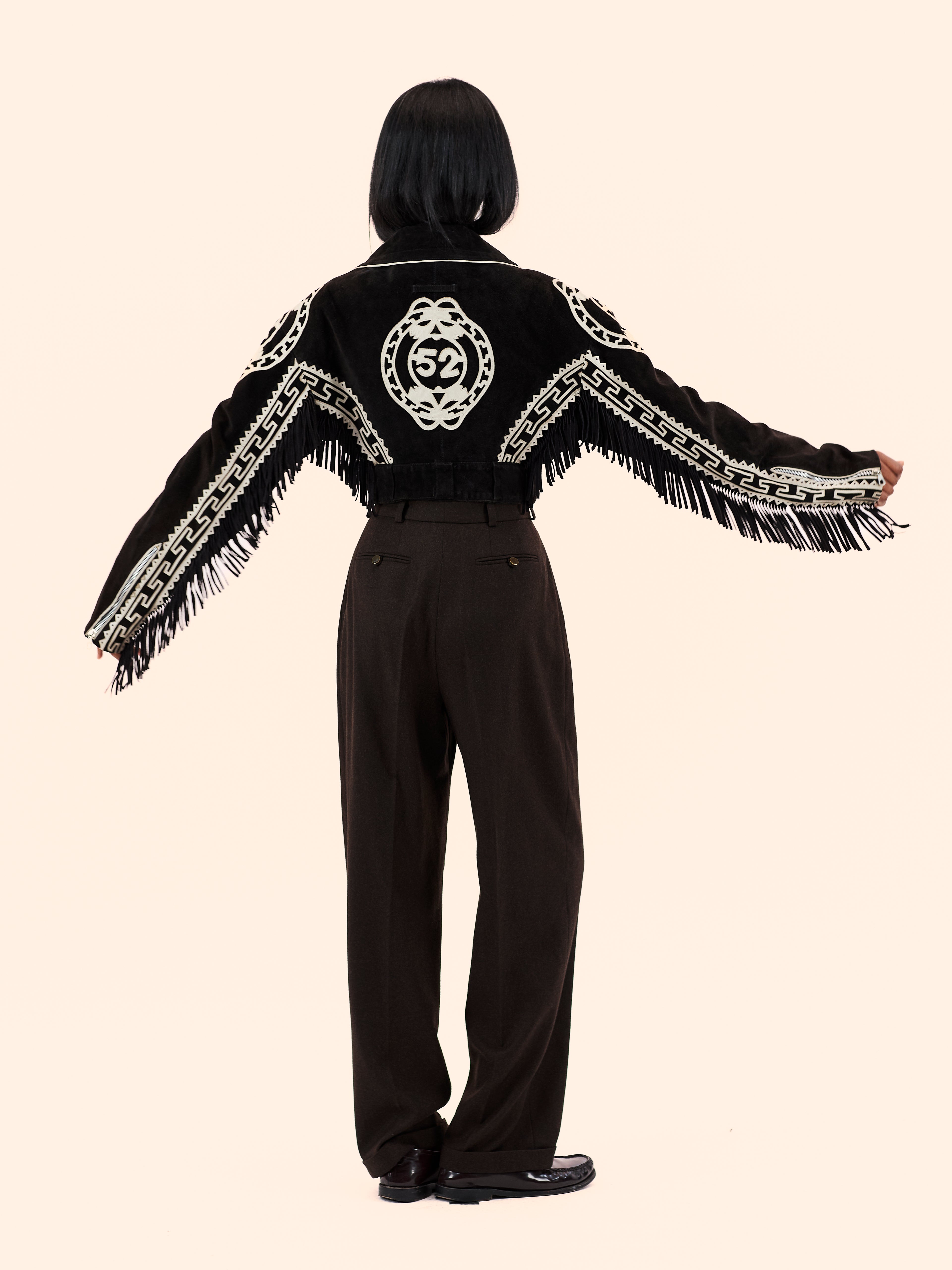 1986 JEAN PAUL GAULTIER X GHEZZI CROPPED SUEDE BIKER JACKET