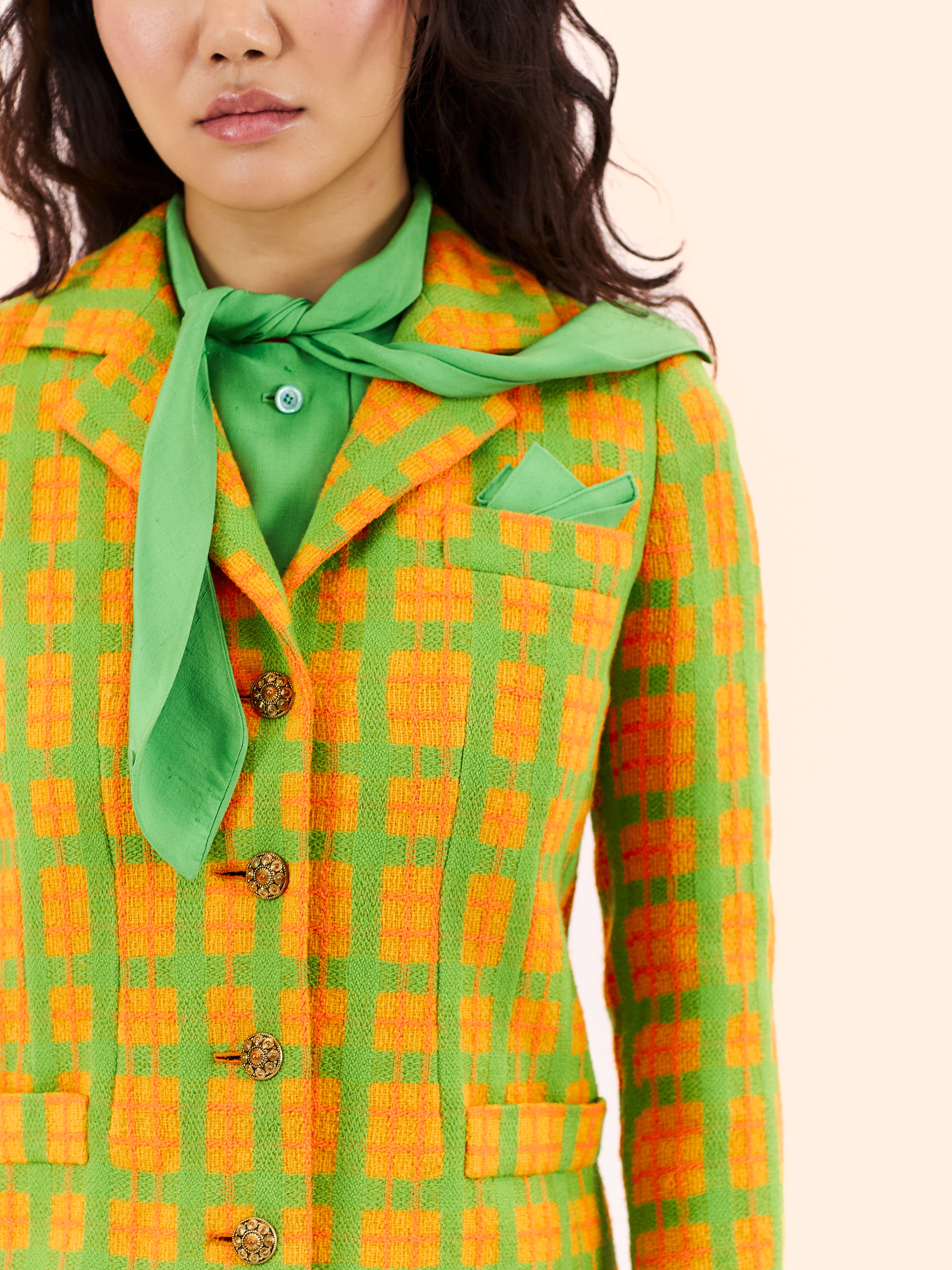 1970'S YVES SAINT LAURENT 3 PIECE TWEED SKIRT SUIT