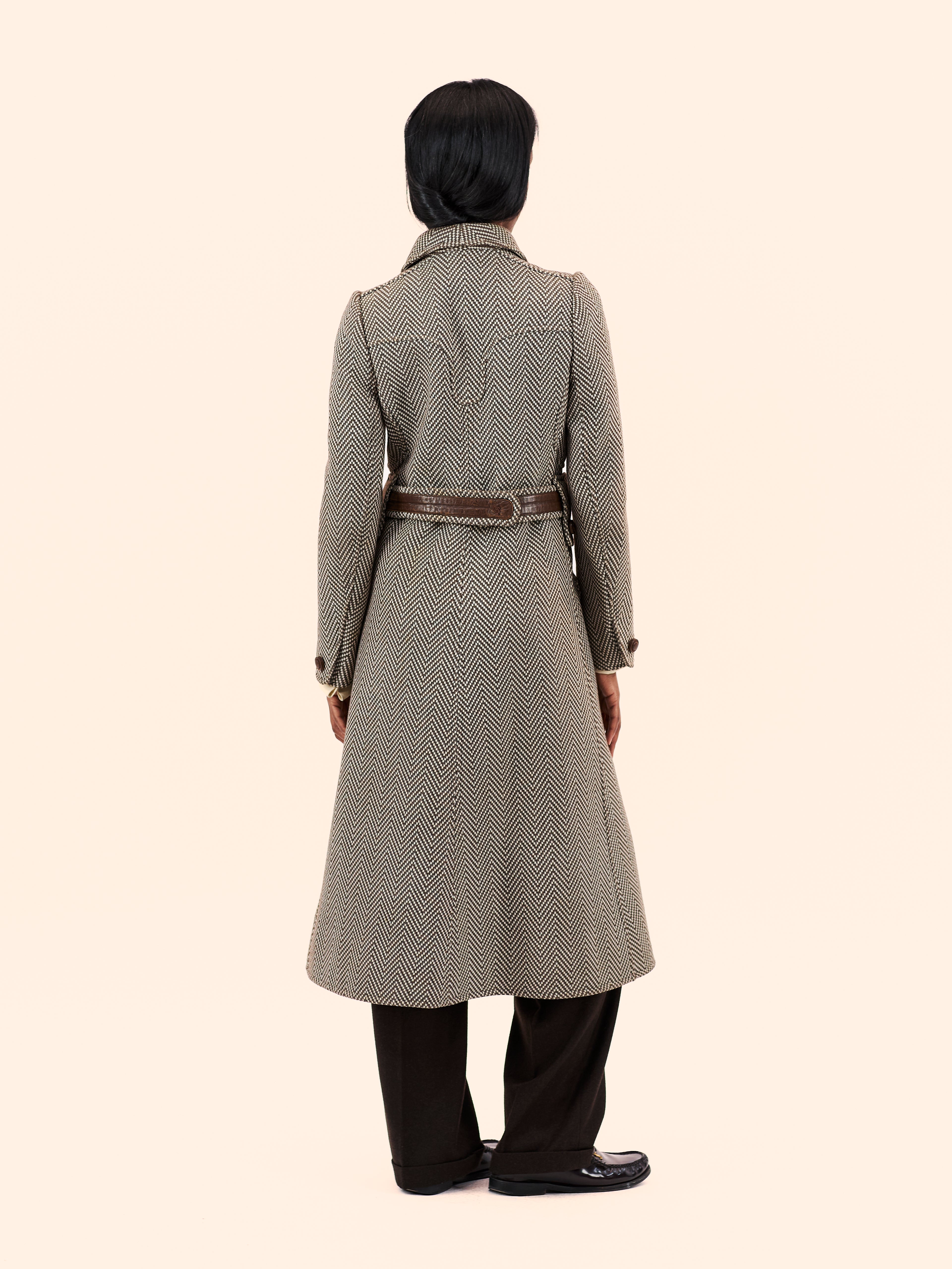 1969 COURREGES HERRINGBONE BELTED COAT