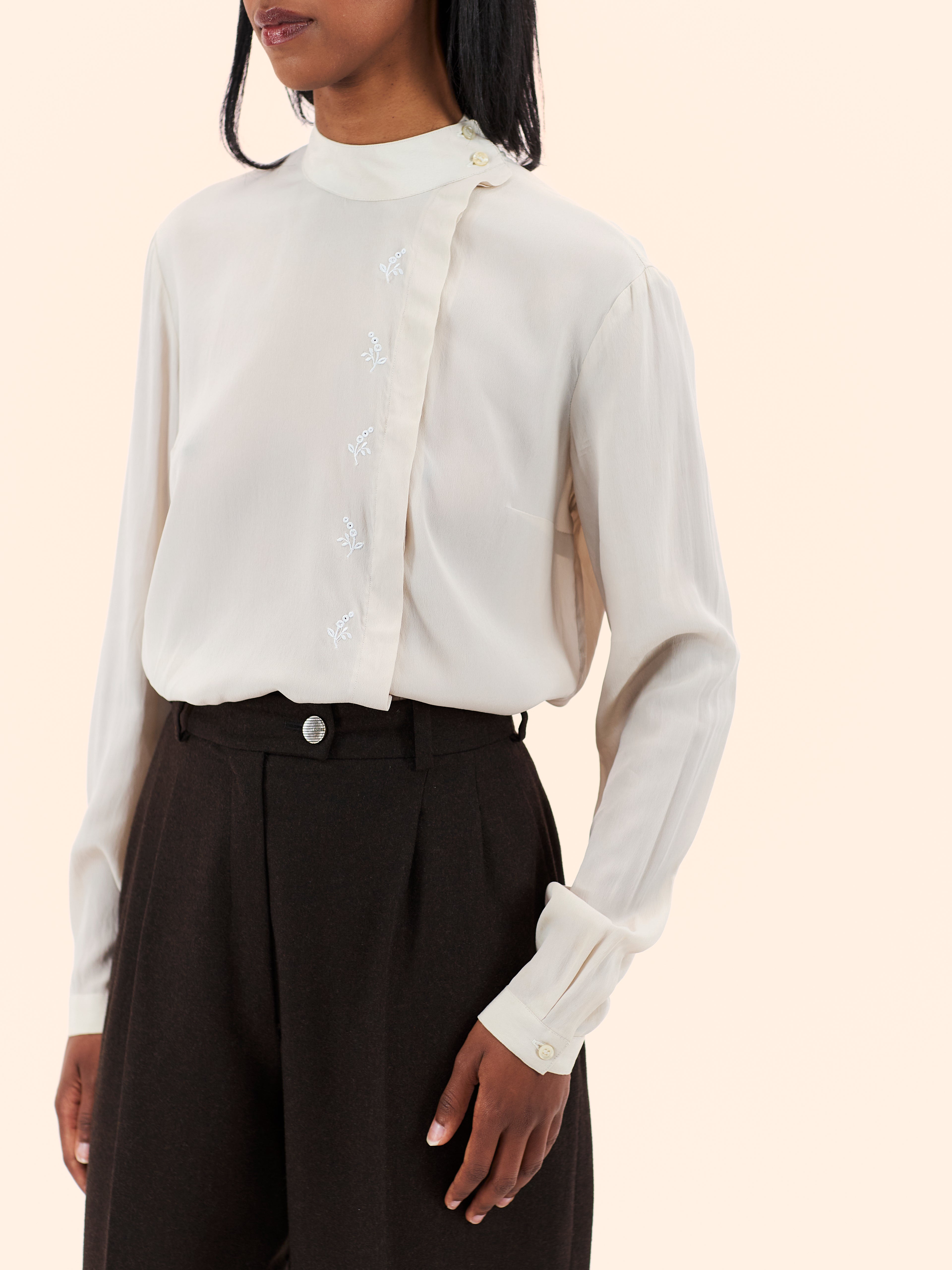 EMMANUEL SCHVILI SILK EMBROIDERED BLOUSE