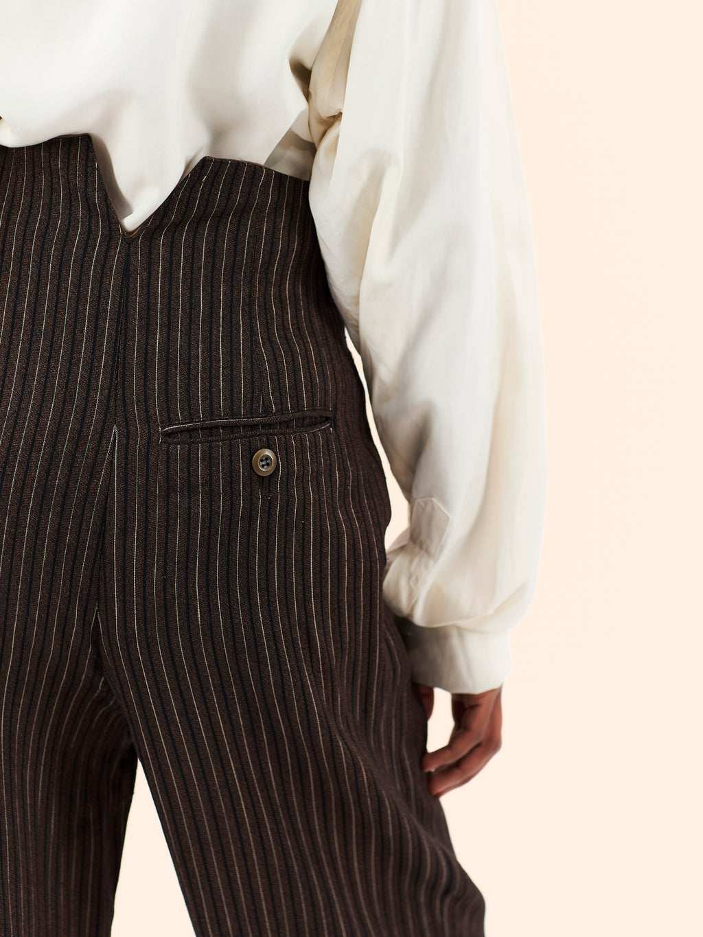 BARBARA BUI BROWN PINSTRIPE TROUSERS