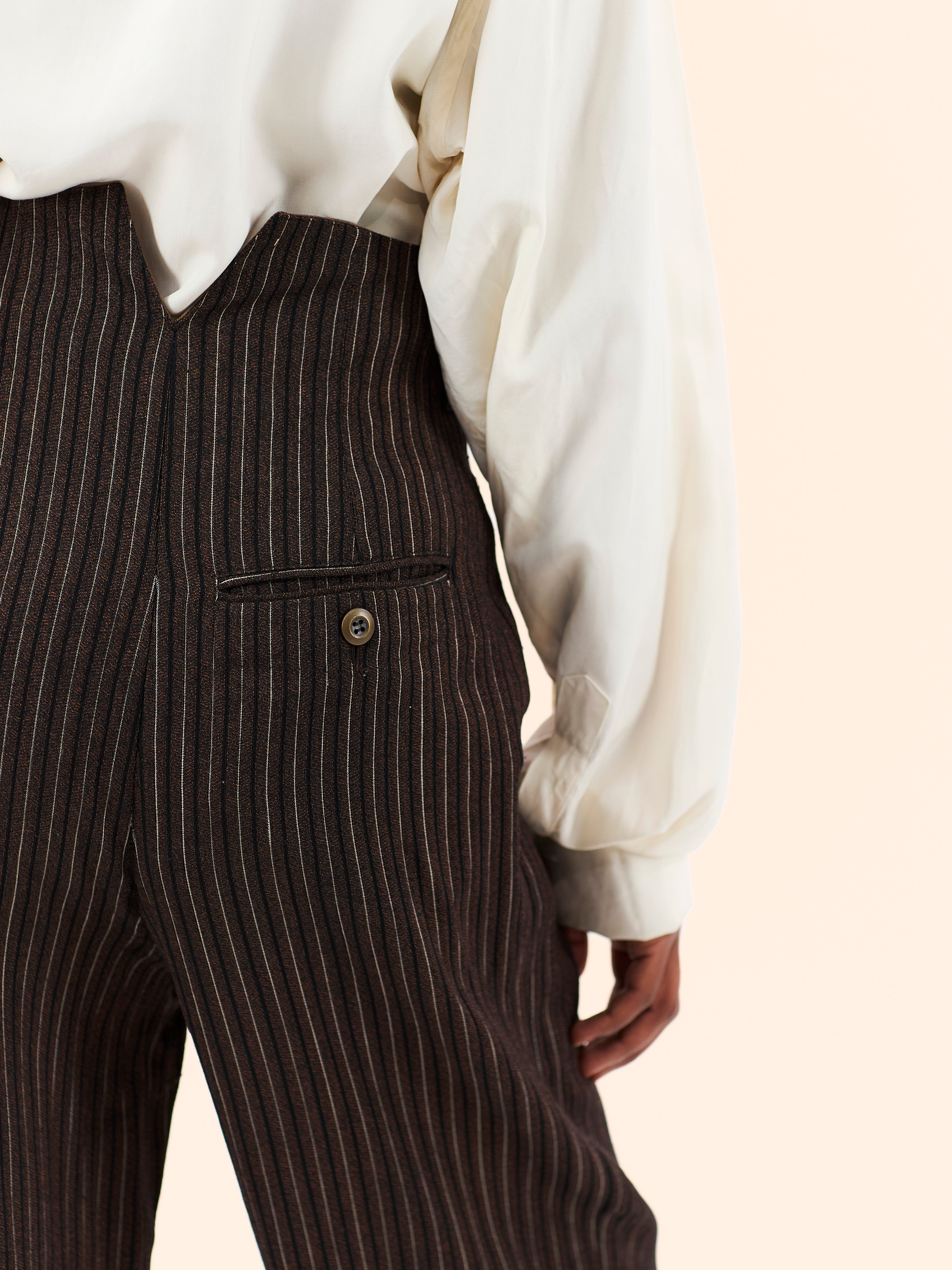 BARBARA BUI BROWN PINSTRIPE TROUSERS
