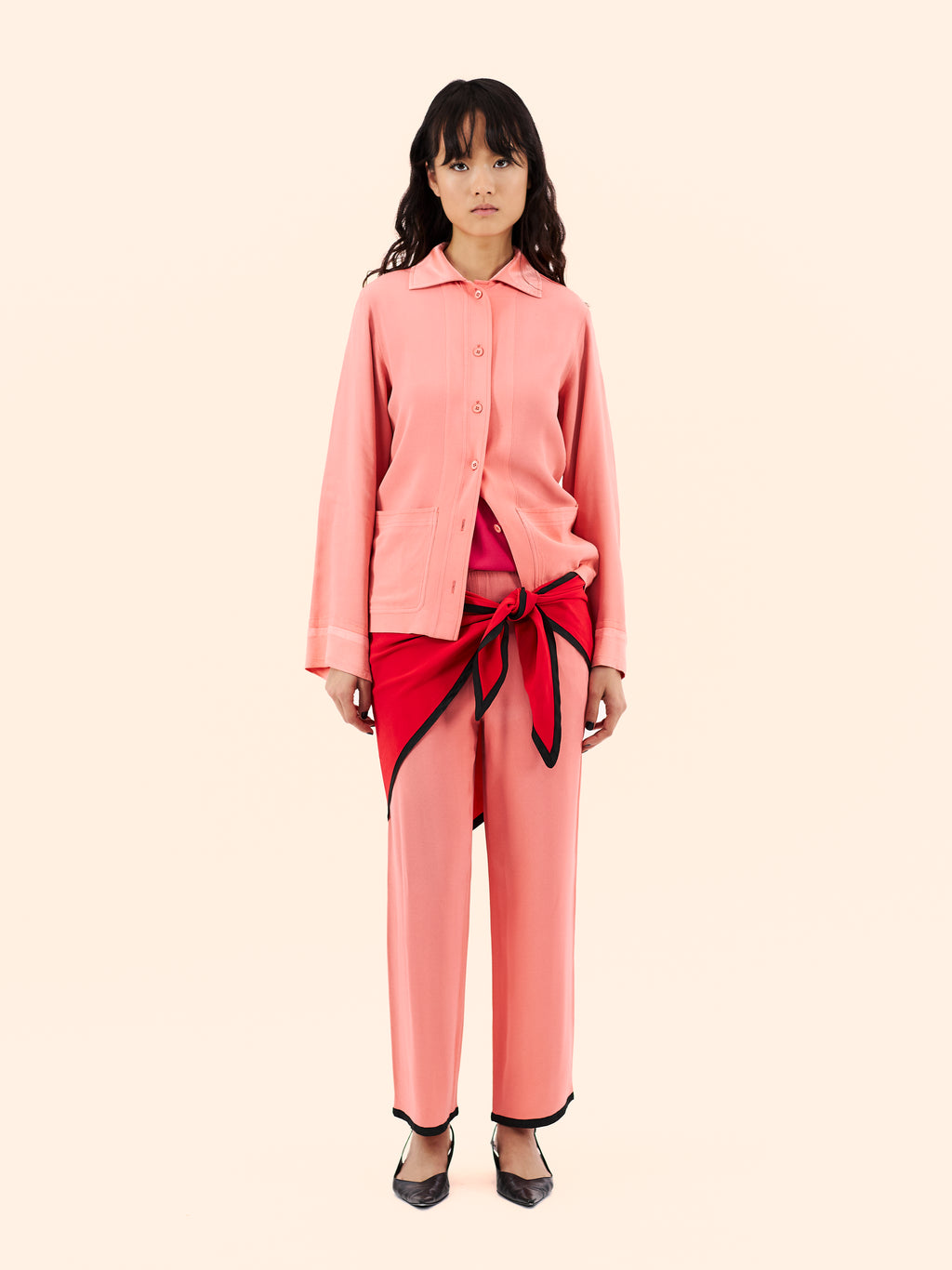 1979 YVES SAINT LAURENT PINK SUMMER SILK SUIT