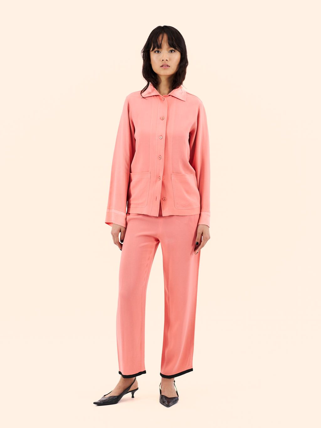 1979 YVES SAINT LAURENT PINK SUMMER SILK SUIT