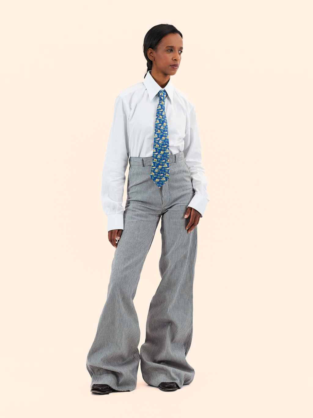 1970'S DEADSTOCK FLARED STRIPE TROUSERS