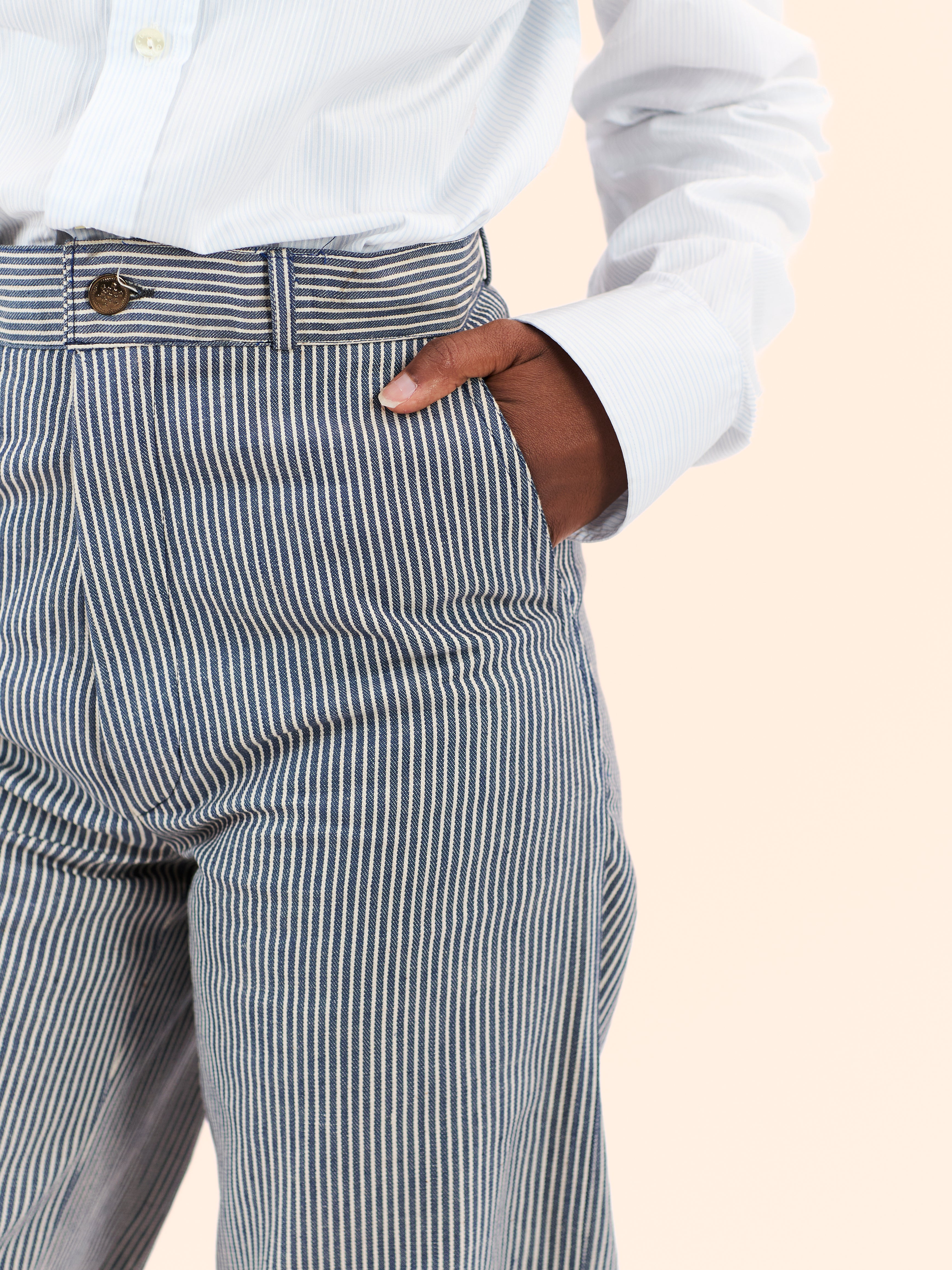 1970'S DEADSTOCK FLARED STRIPE TROUSERS