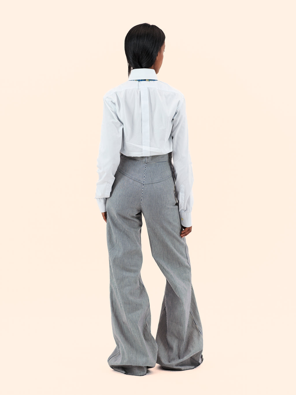 1970'S DEADSTOCK FLARED STRIPE TROUSERS
