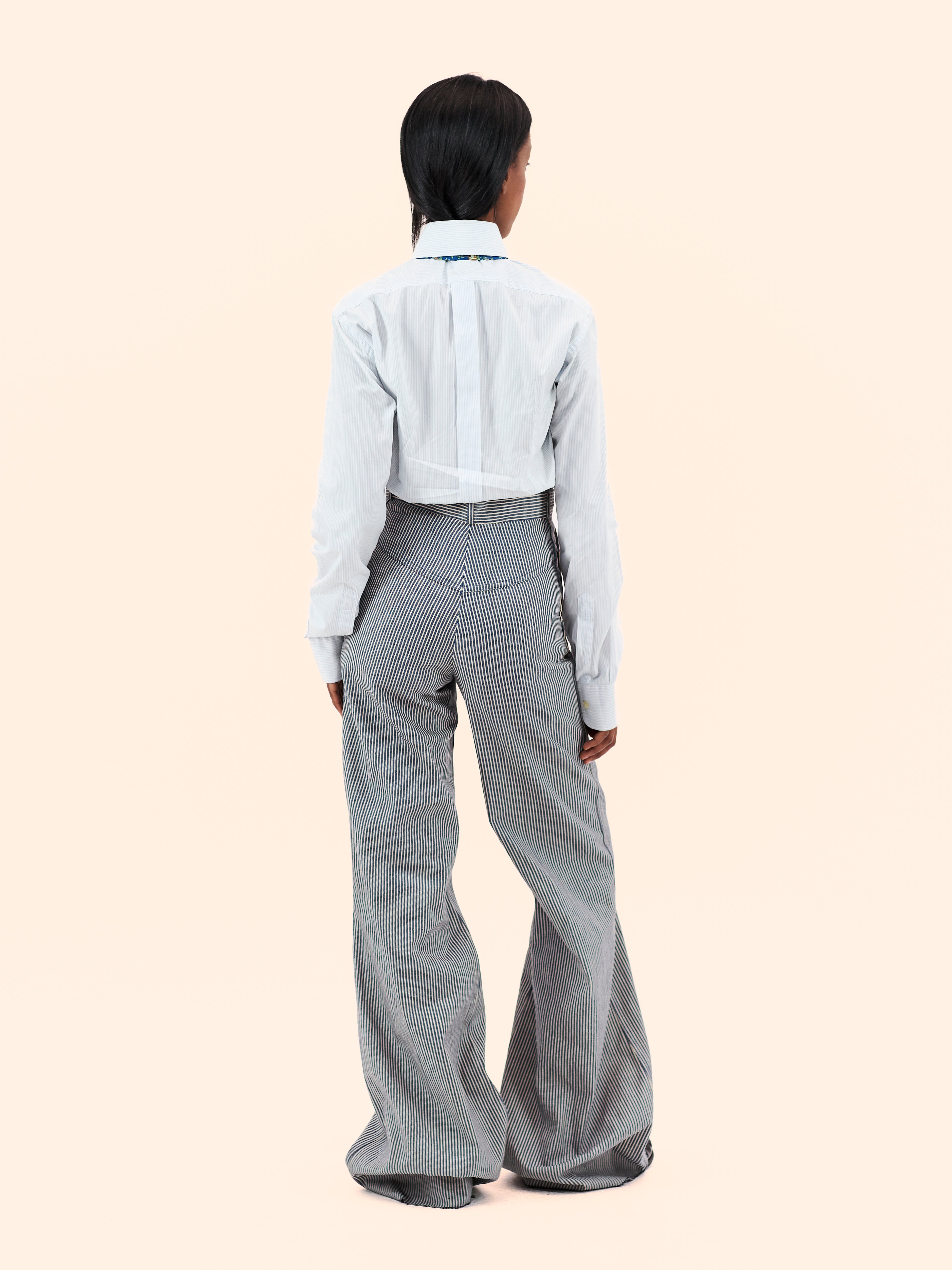 1970'S DEADSTOCK FLARED STRIPE TROUSERS