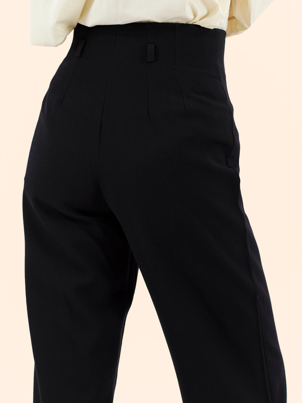 1980'S YVES SAINT LAURENT NAVY BELT LOOP TROUSERS