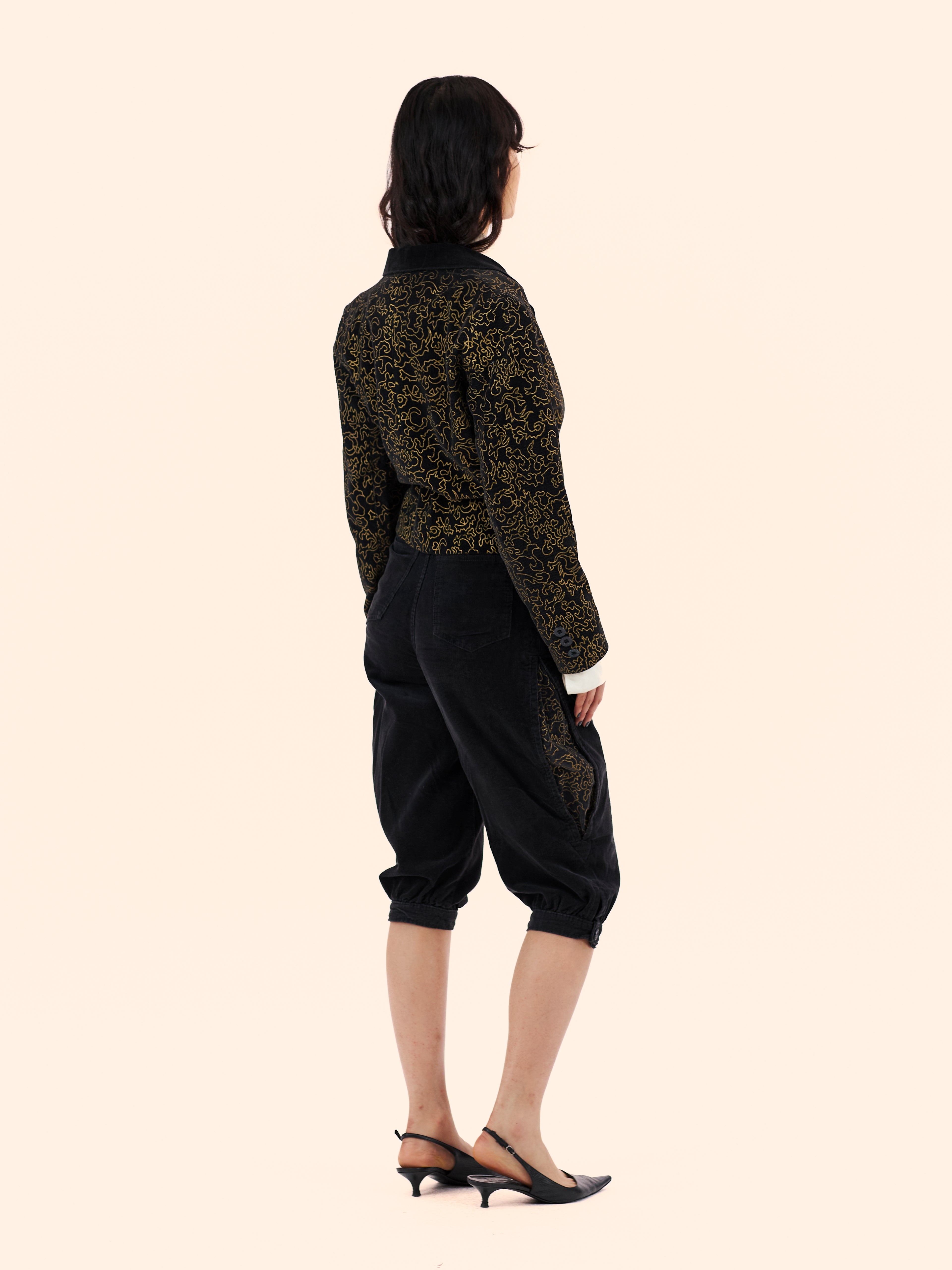 1960'S BIBA GOLD PATTERN BLOOMER SUIT
