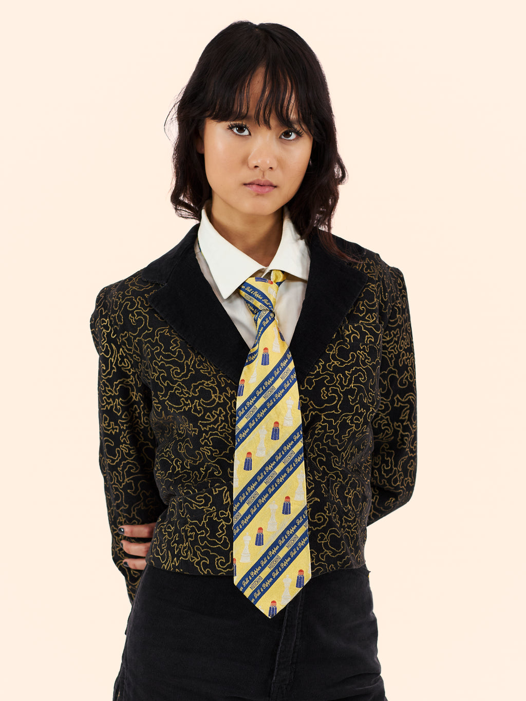 1960'S BIBA GOLD PATTERN BLOOMER SUIT