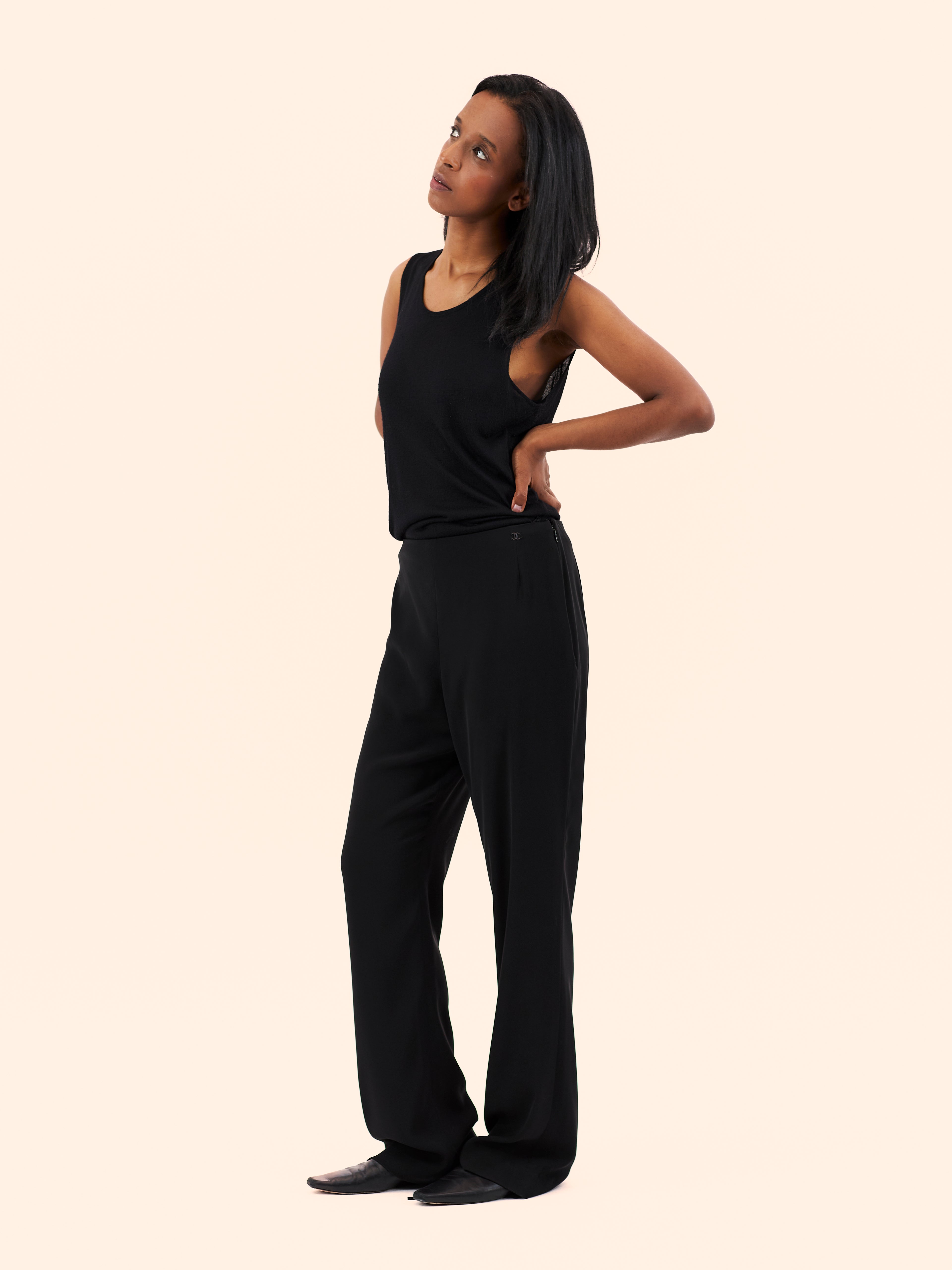 A/W 00-01 CHANEL BY KARL LAGERFELD BLACK KNIT TANK
