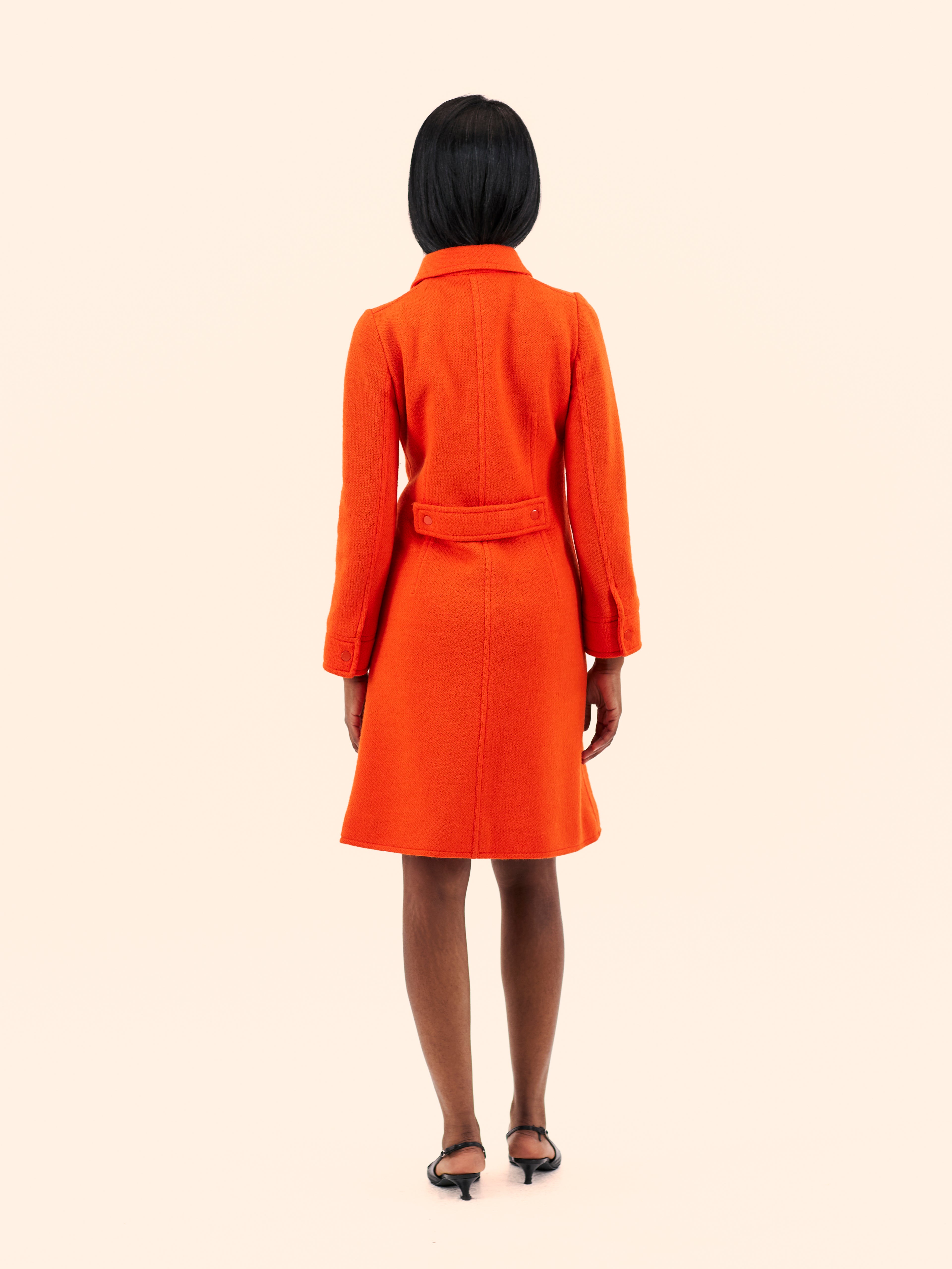 1968 COURREGES ORANGE ZIP DRESS 