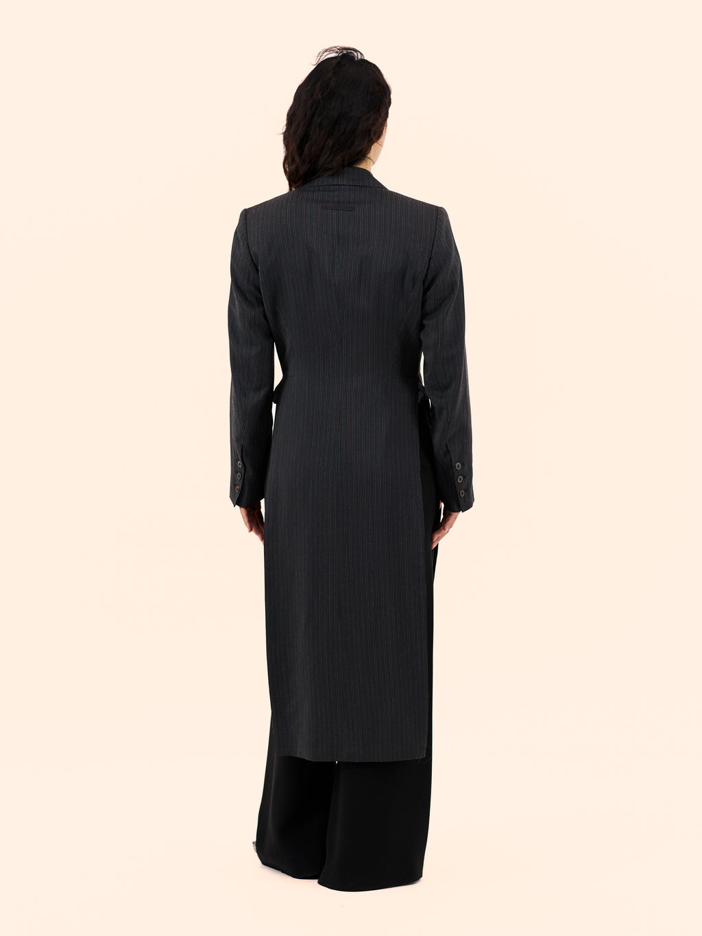 JEAN PAUL GAULTIER LONG SLIT PINSTRIPE COAT