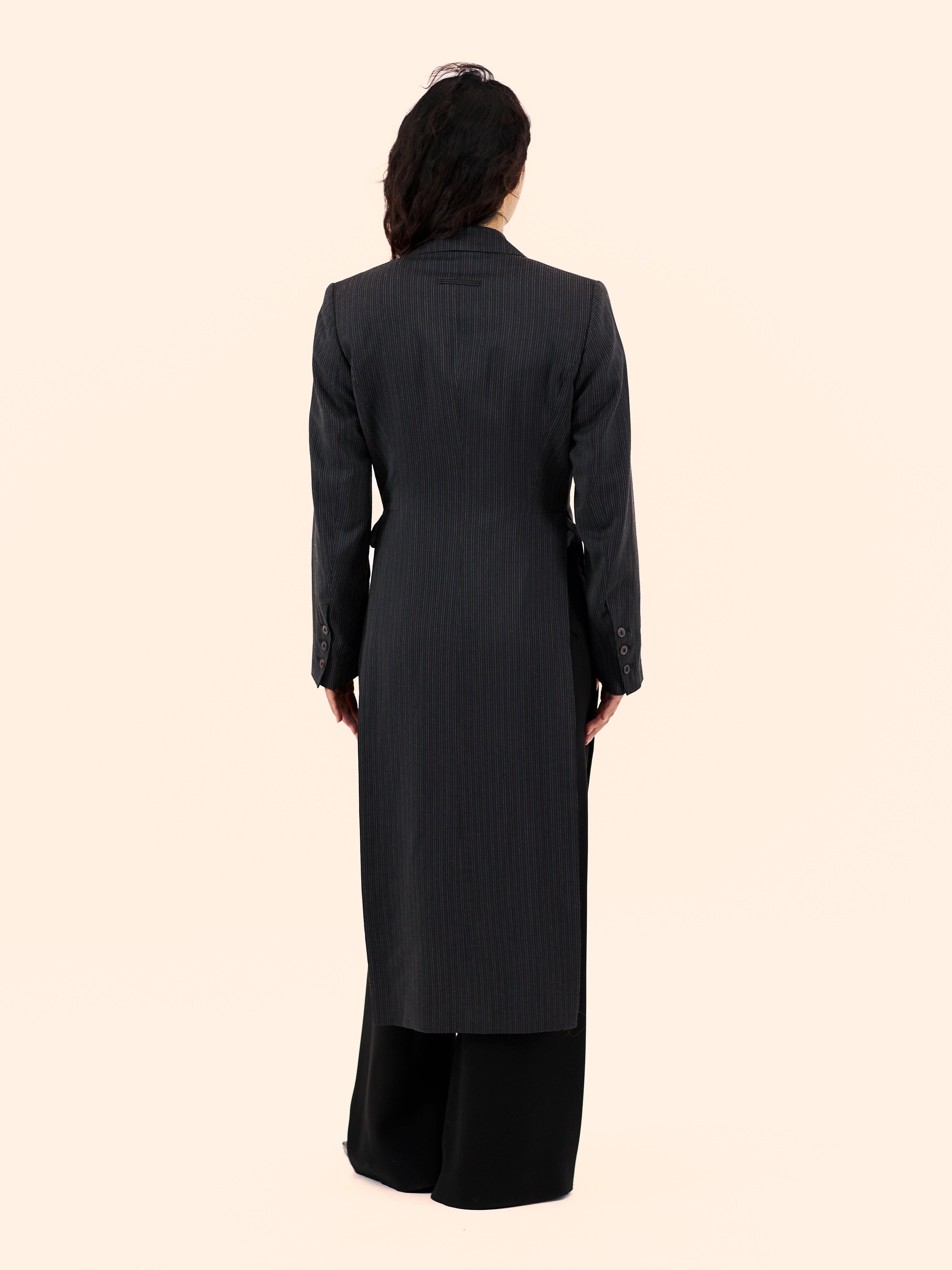 JEAN PAUL GAULTIER LONG SLIT PINSTRIPE COAT