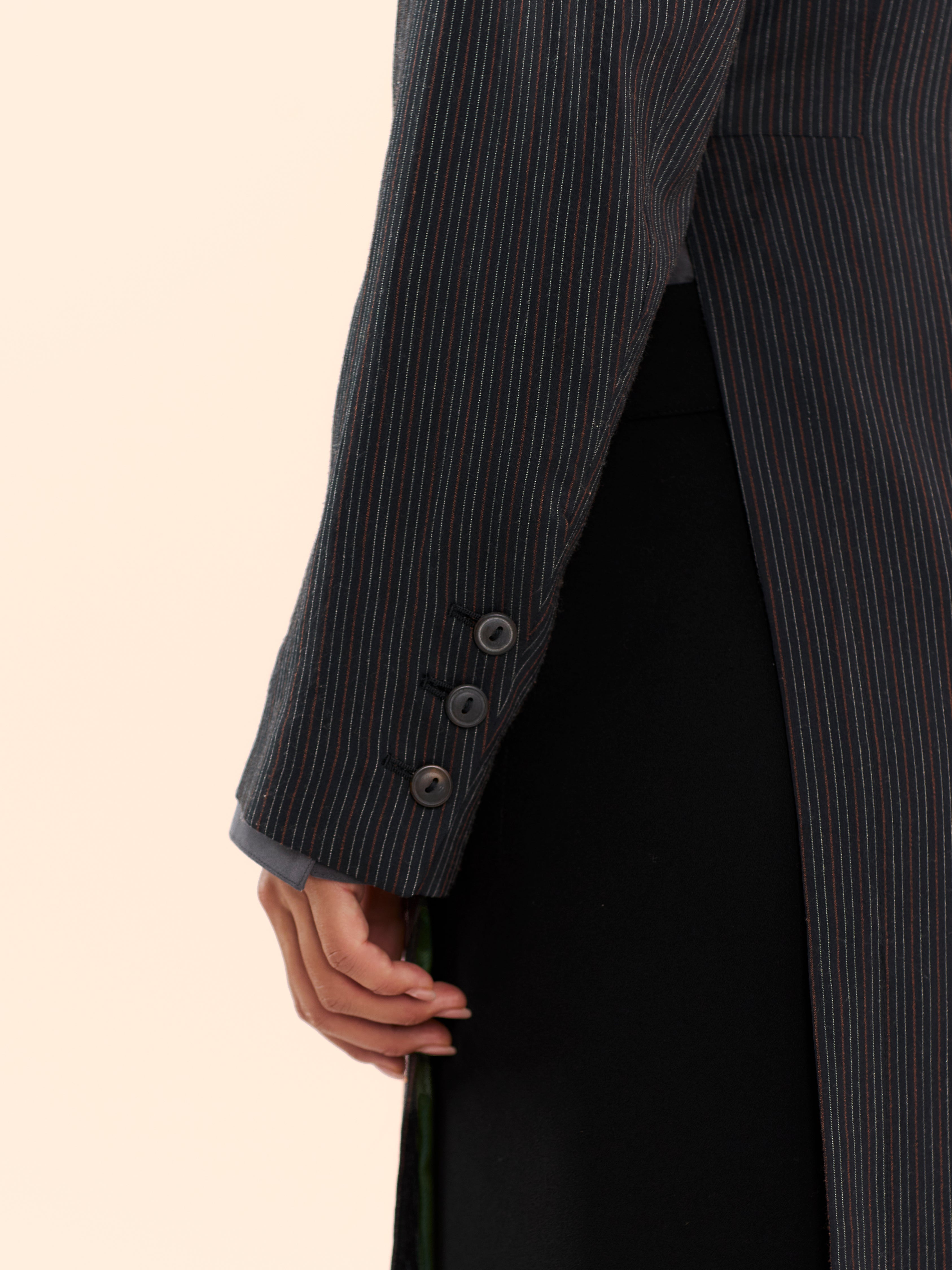 JEAN PAUL GAULTIER LONG SLIT PINSTRIPE COAT