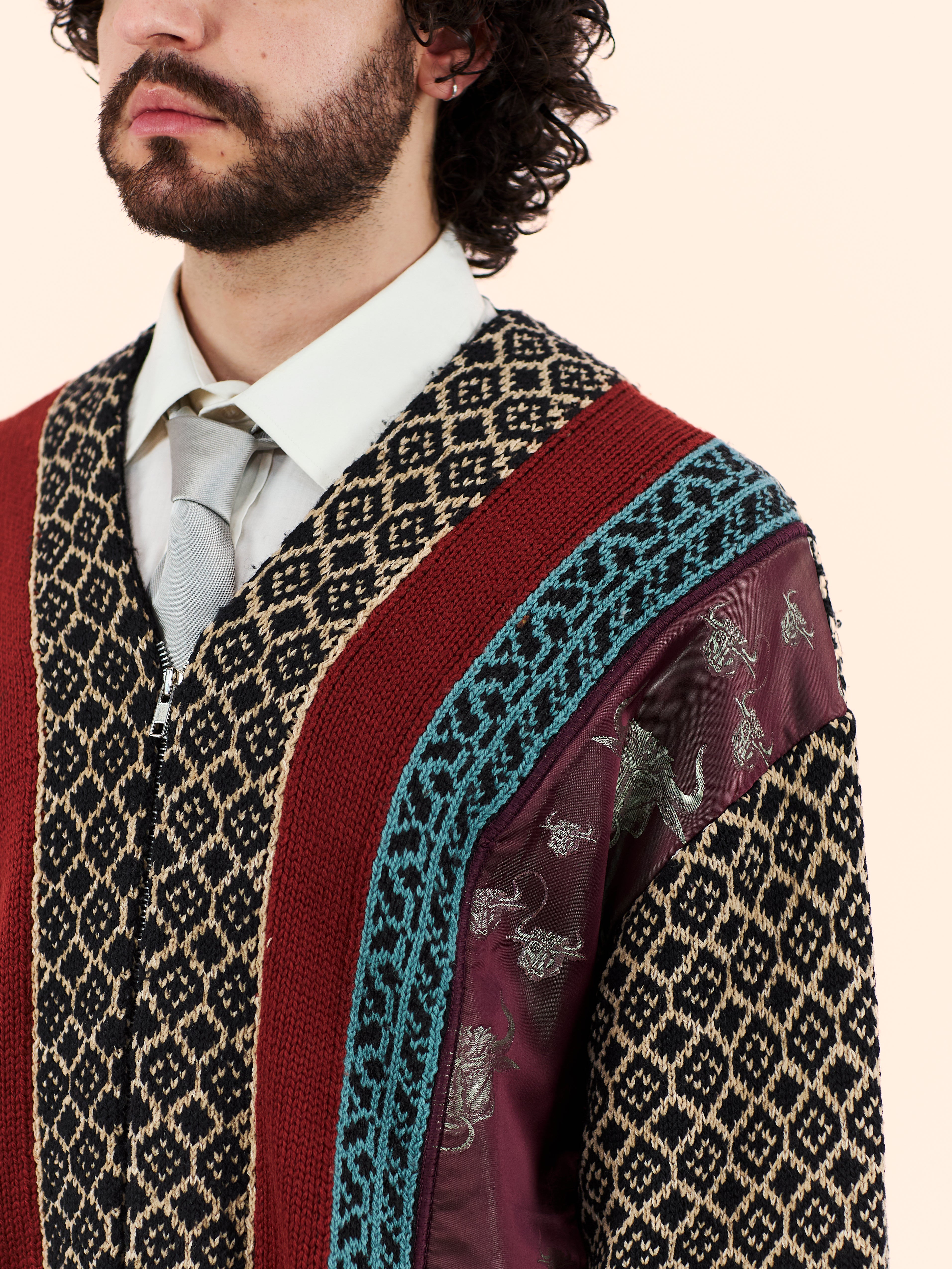 JEAN PAUL GAULTIER MAILLE AW94-95 'GRAND VOYAGE' KNITTED ZIP UP CARDIGAN