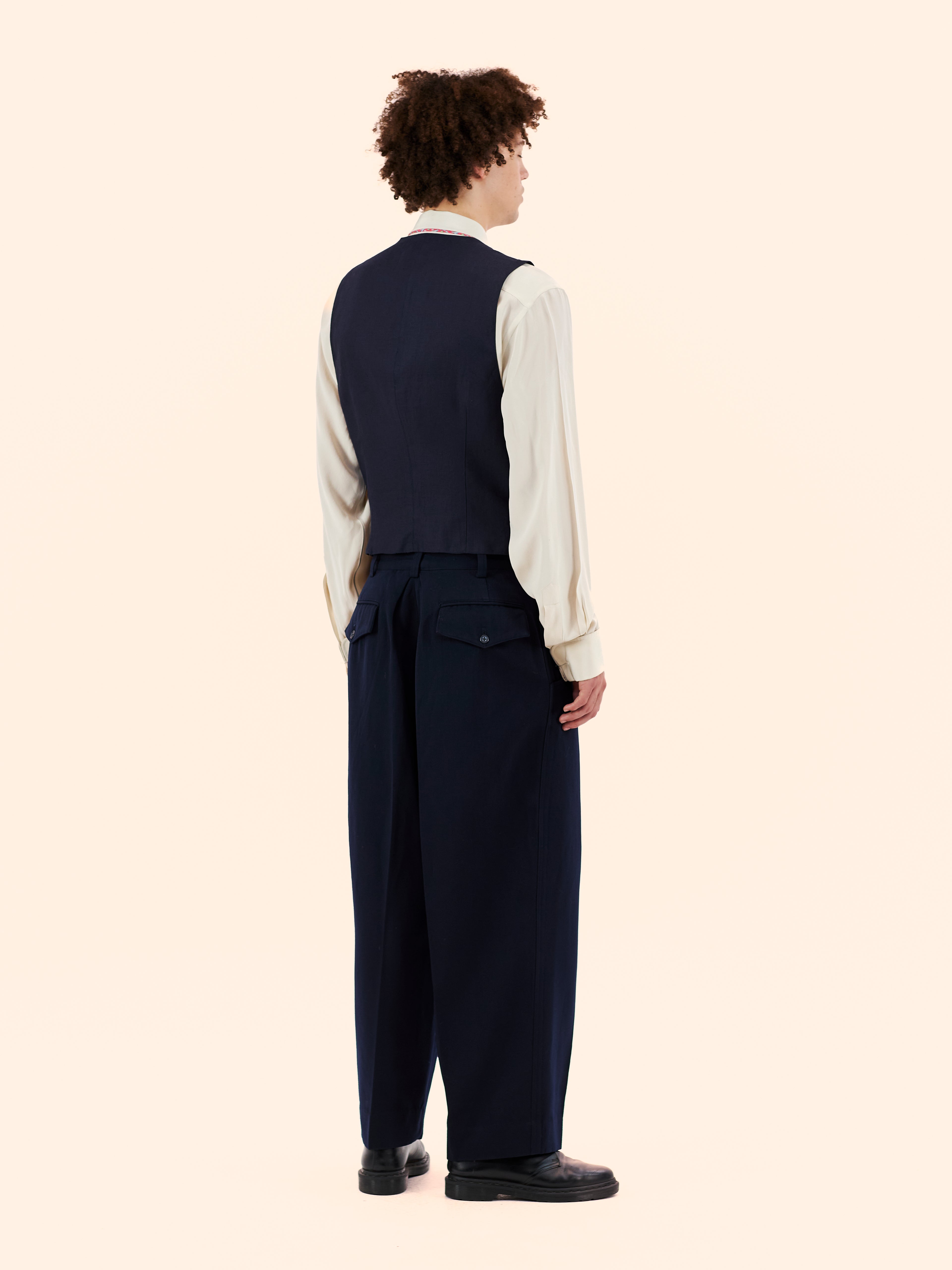 MONTANA NAVY PLEATED WAISTCOAT