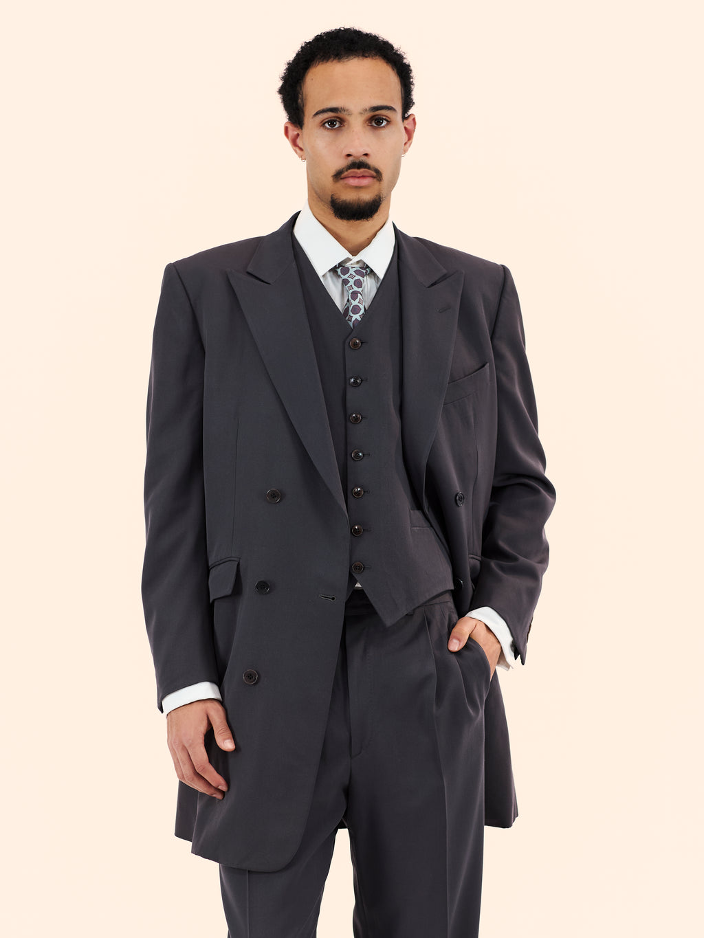 1970'S FRANCESCO SMALTO LONG JACKET 3 PIECE SUIT