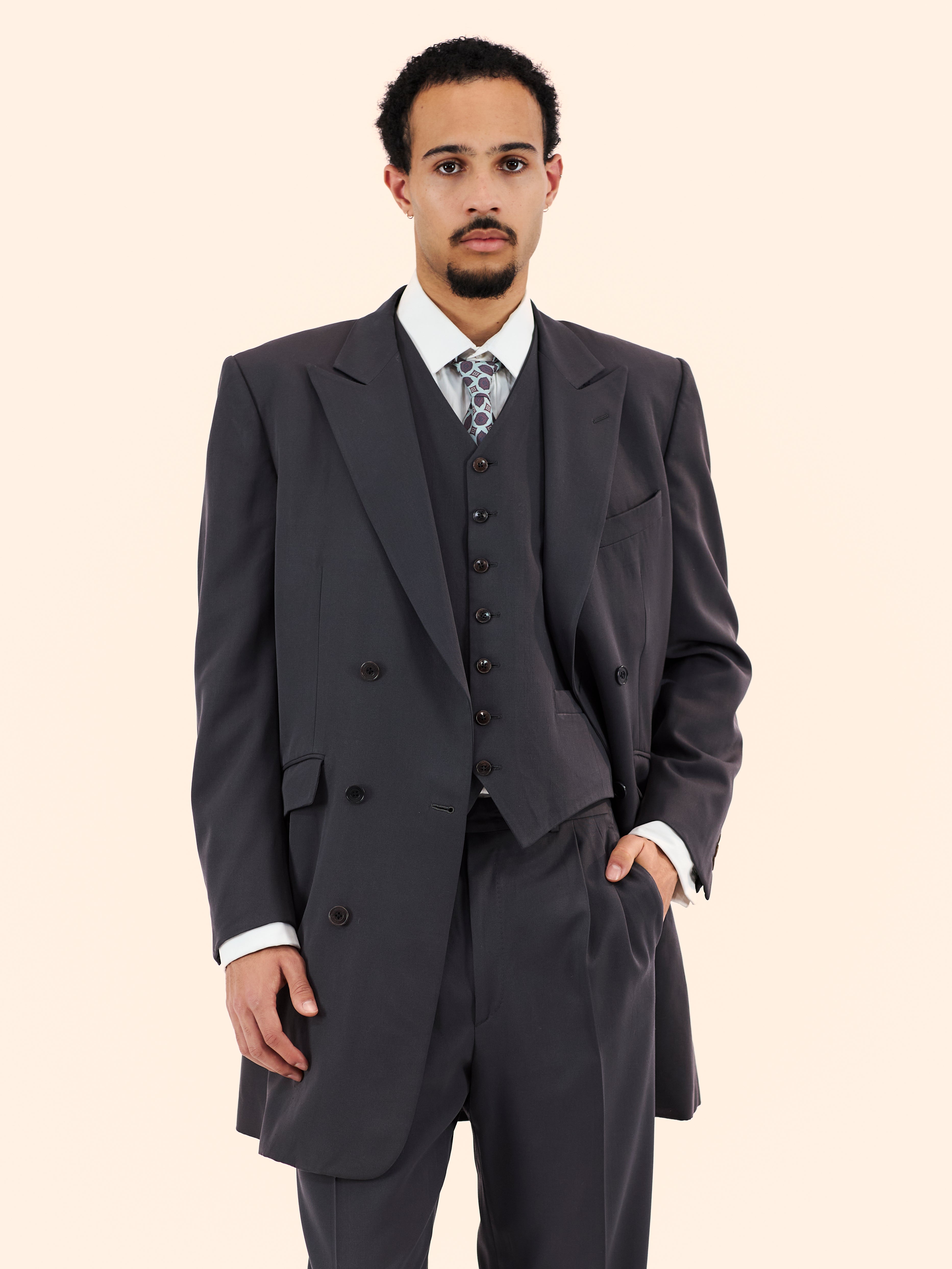 1970'S FRANCESCO SMALTO LONG JACKET 3 PIECE SUIT