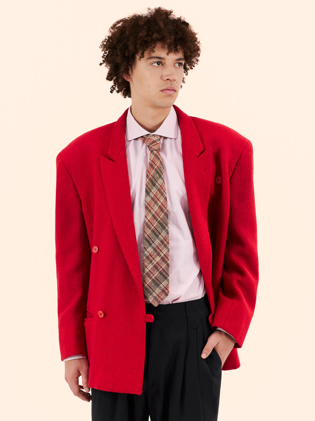 1980'S MONTANA EXAGGERATED RED BLAZER