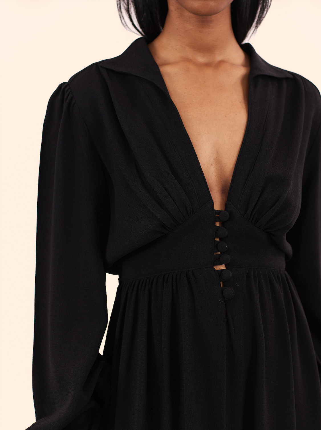 1970'S OSSIE CLARK FOR RADLEY BLACK MAXI DRESS