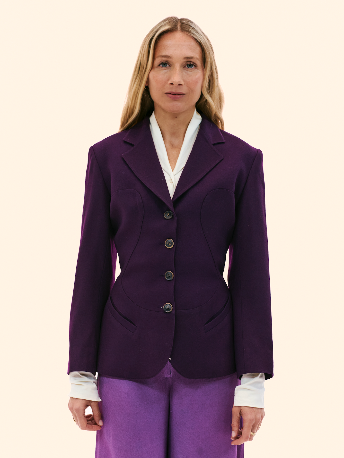 AW91 ALAIA PURPLE PANELLED BLAZER