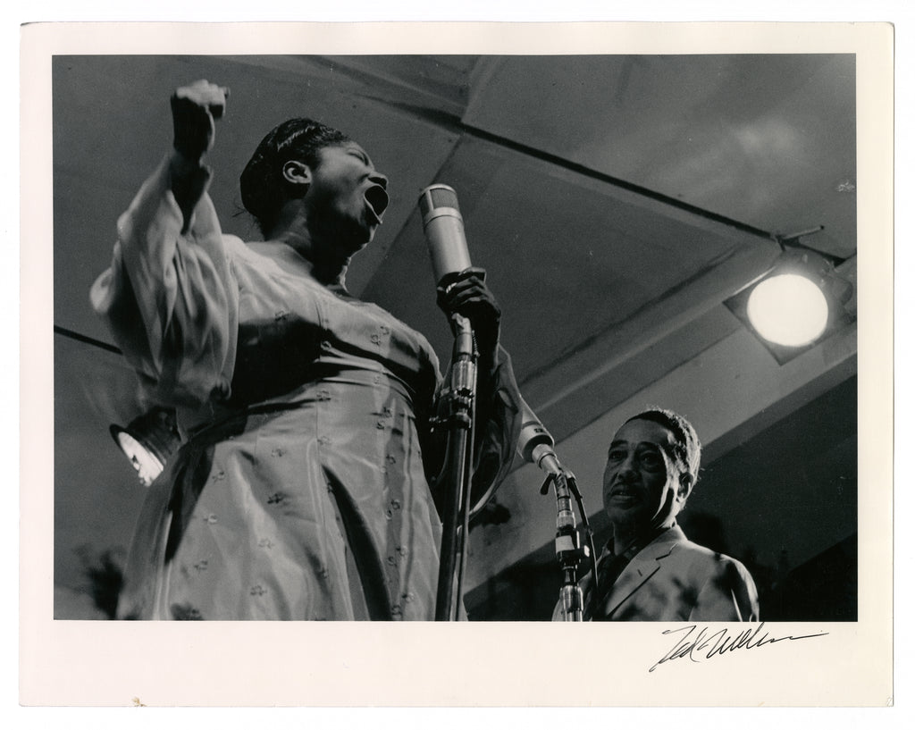 MAHALIA JACKSON AND DUKE ELLINGTON PERFORMING AT NEWPORT JAZZ FESTIVAL, JULY 1958 BY TED WILLIAMS