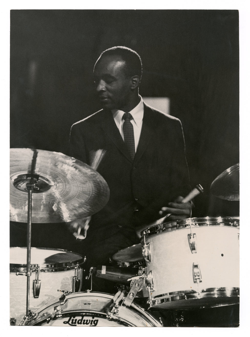 ED THIGPEN PLAYING DRUMS FOR AN ELLA FITZGERALD RECORDING FOR KEN NORDINE’S TELEVISION SHOW, 1961 BY TED WILLIAMS