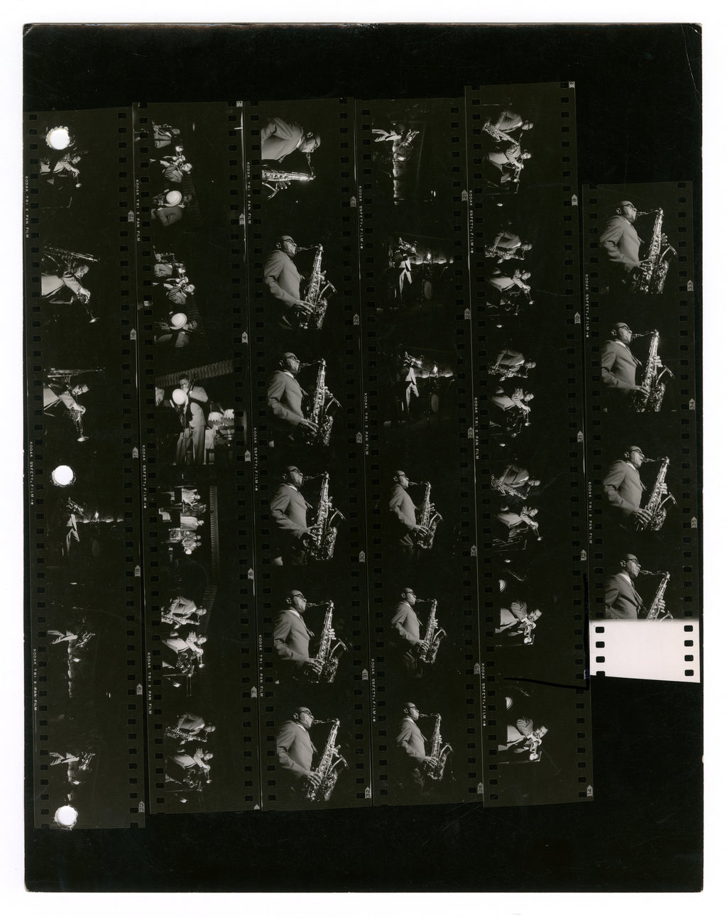 CONTACT SHEET WITH BENNY GOLSON, ART FARMER, AND CURTIS FULLER, 18 MARCH 1960 BY TED WILLIAMS