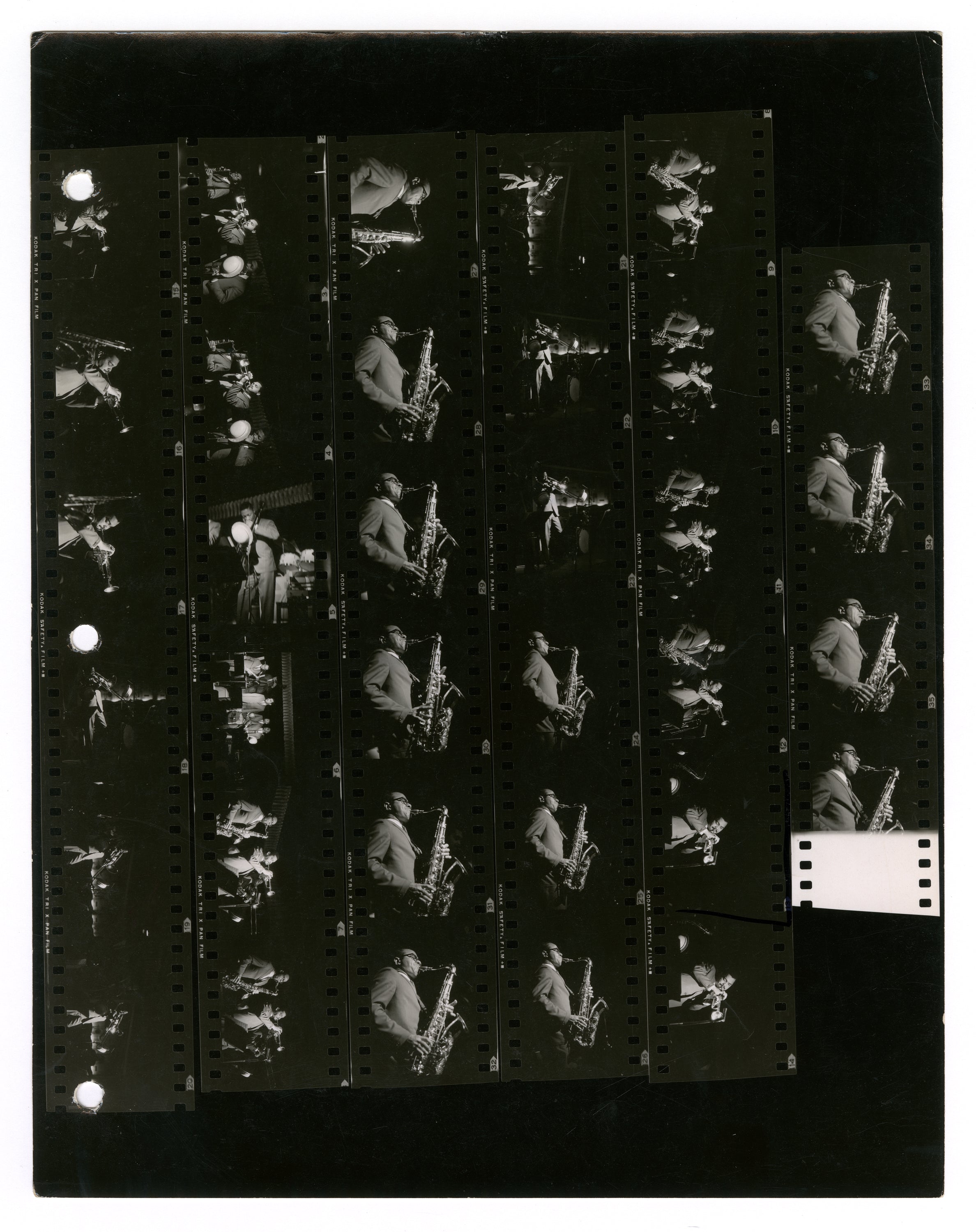CONTACT SHEET WITH BENNY GOLSON, ART FARMER, AND CURTIS FULLER, 18 MARCH 1960 BY TED WILLIAMS