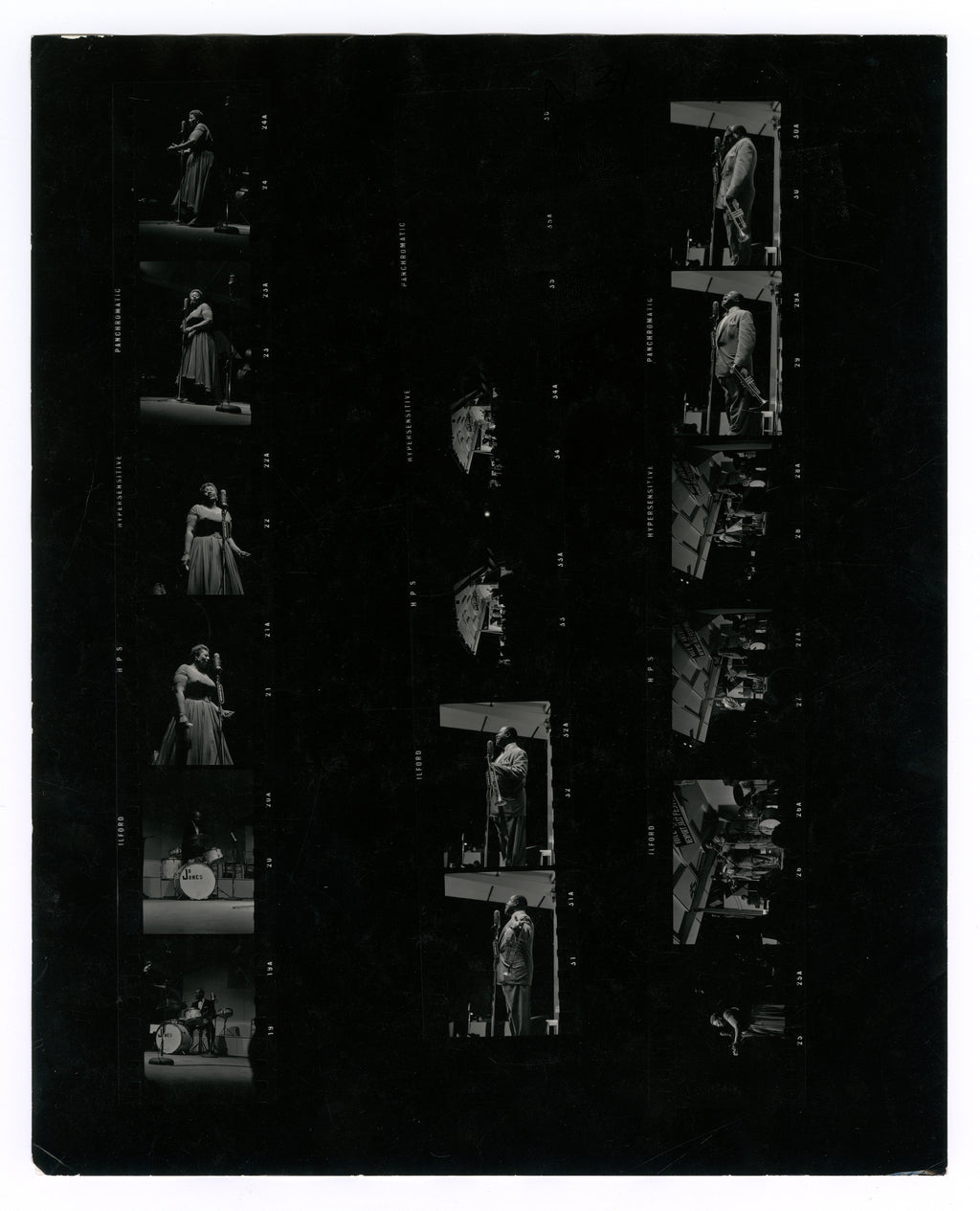 ELLA FITZGERALD, LOUIS ARMSTRONG CONTACT SHEET BY TED WILLIAMS
